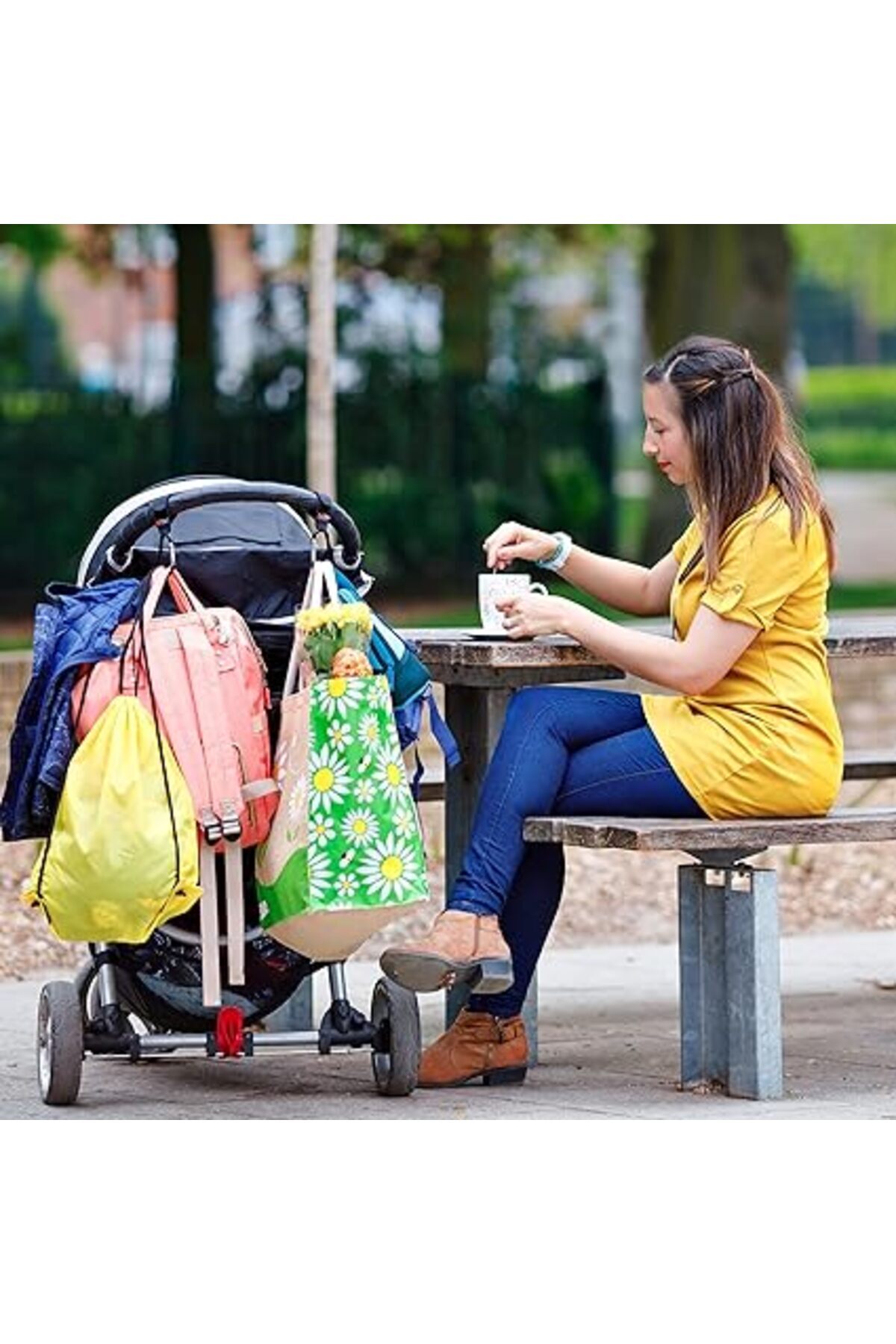 Tarix Puset Kancası Bebek Arabası Askı Aparatı 2'li Pembe fotoğrafı 3 (önizleme)