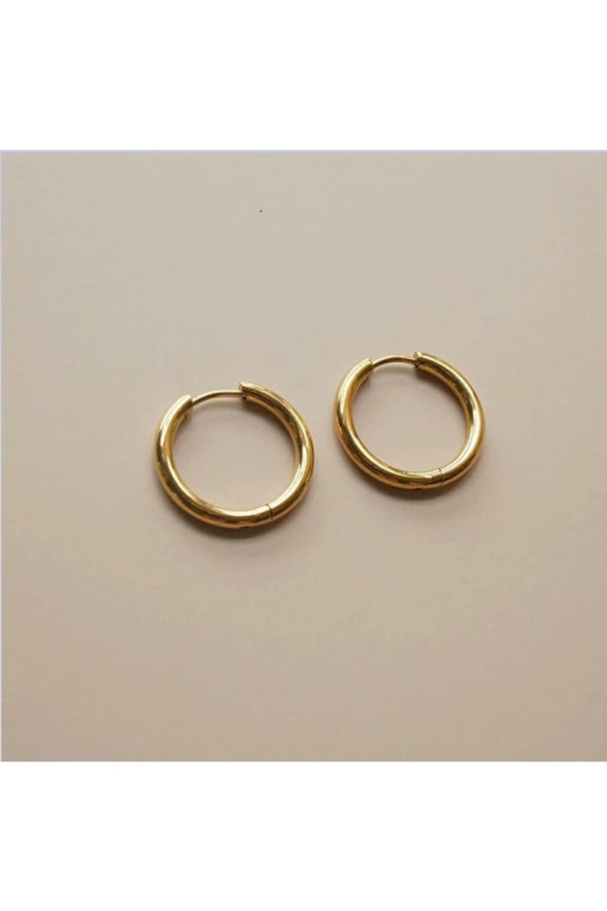 Gold Çelik Halka Küpe 2