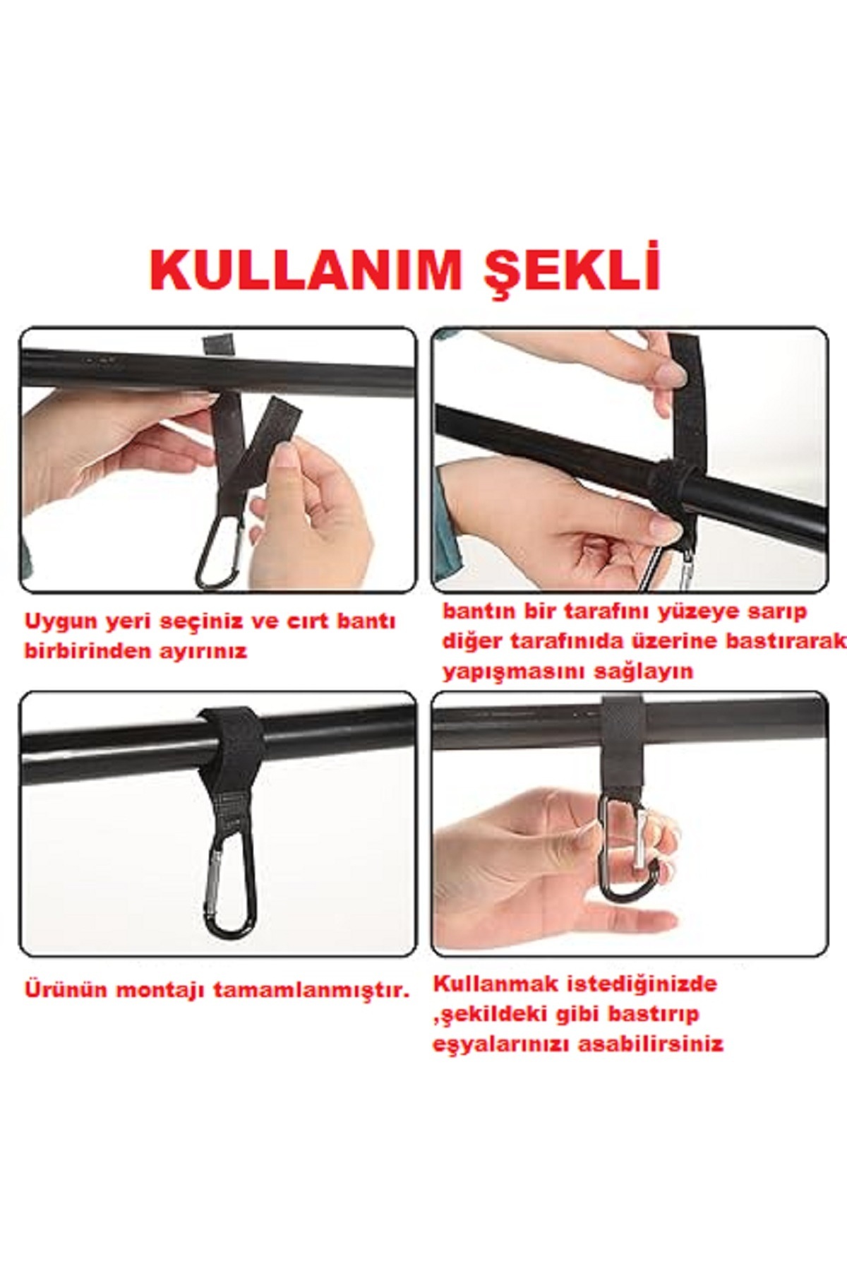 Tarix Puset Kancası Bebek Arabası Askı Aparatı 2'li Pembe fotoğrafı 4 (önizleme)