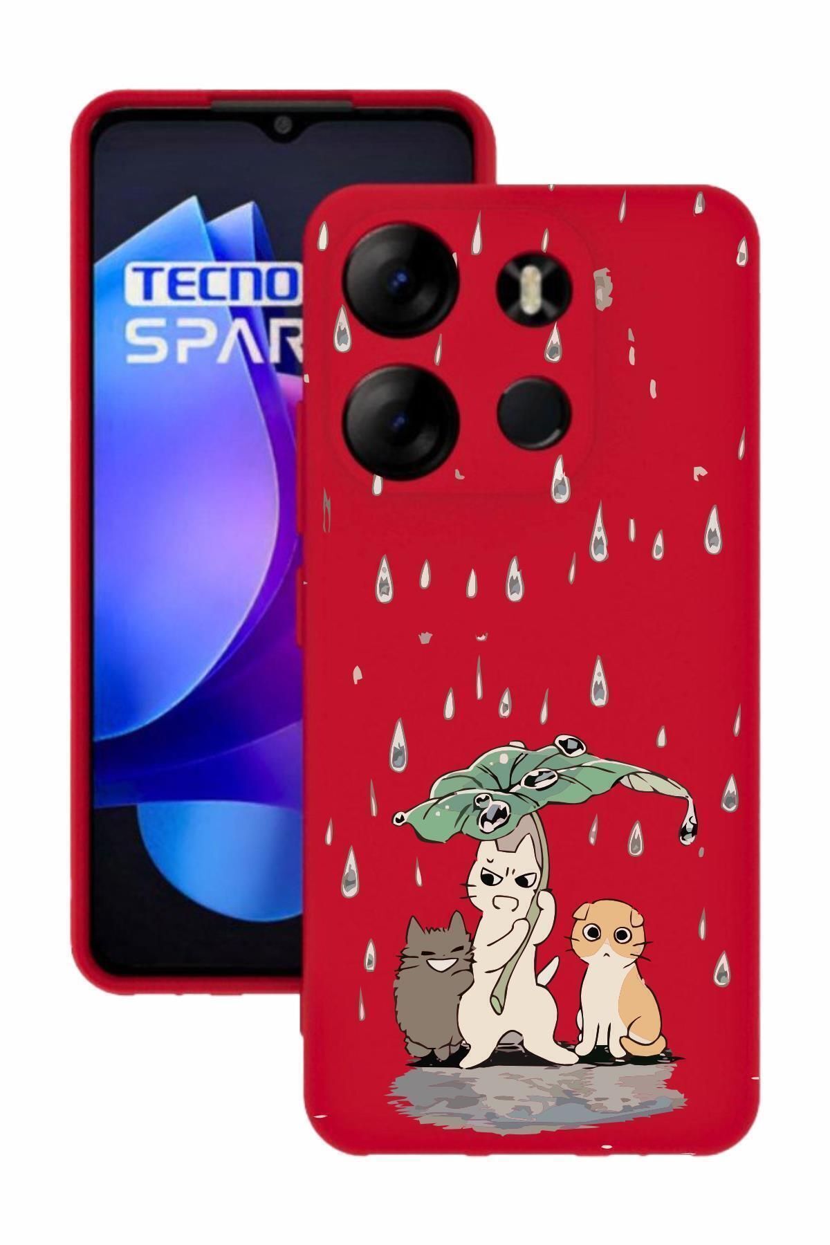 TECNO Spark Go 2023 Baskılı Ve Kamera Korumalı Kırmızı Renk A Kalite Silikon Kılıf