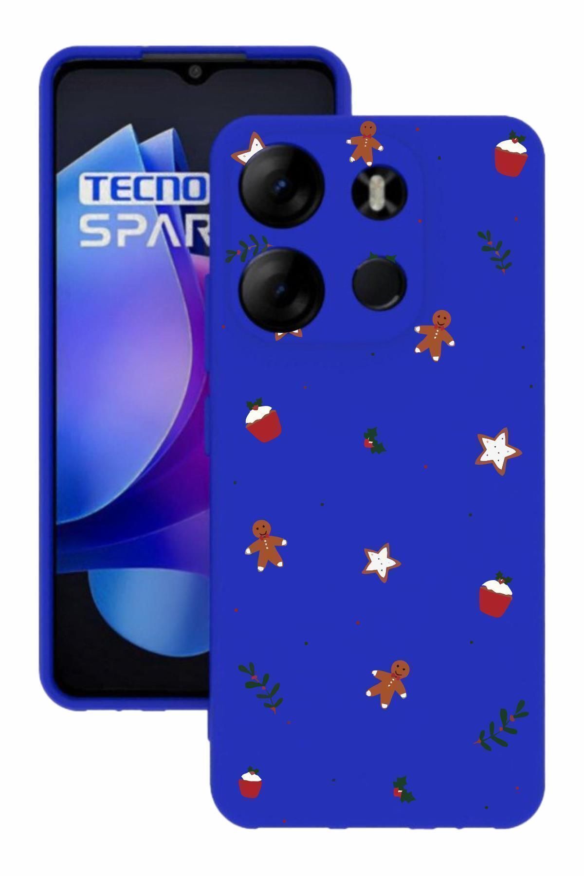 TECNO Spark Go 2023 Baskılı Ve Kamera Korumalı Mavi Renk A Kalite Silikon Kılıf