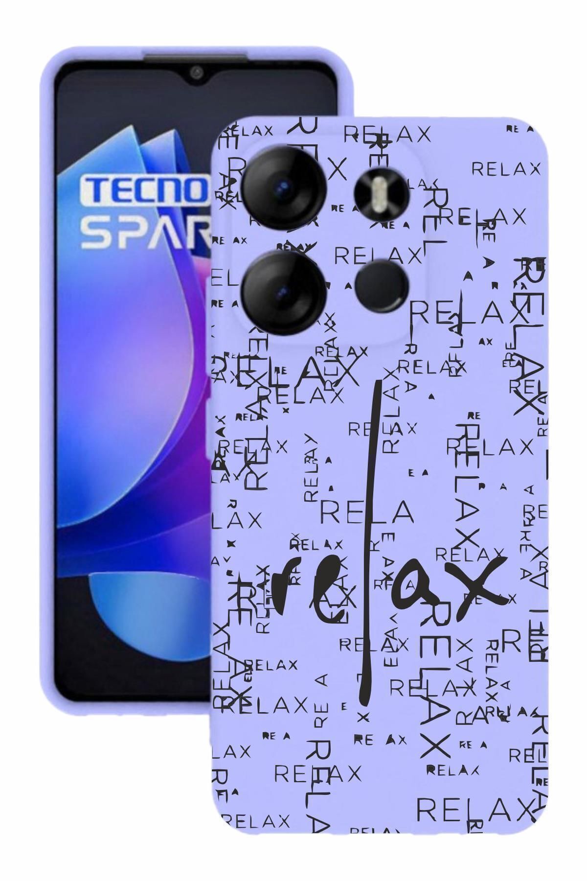 TECNO Spark Go 2023 Baskılı Ve Kamera Korumalı Lila Renk A Kalite Silikon Kılıf