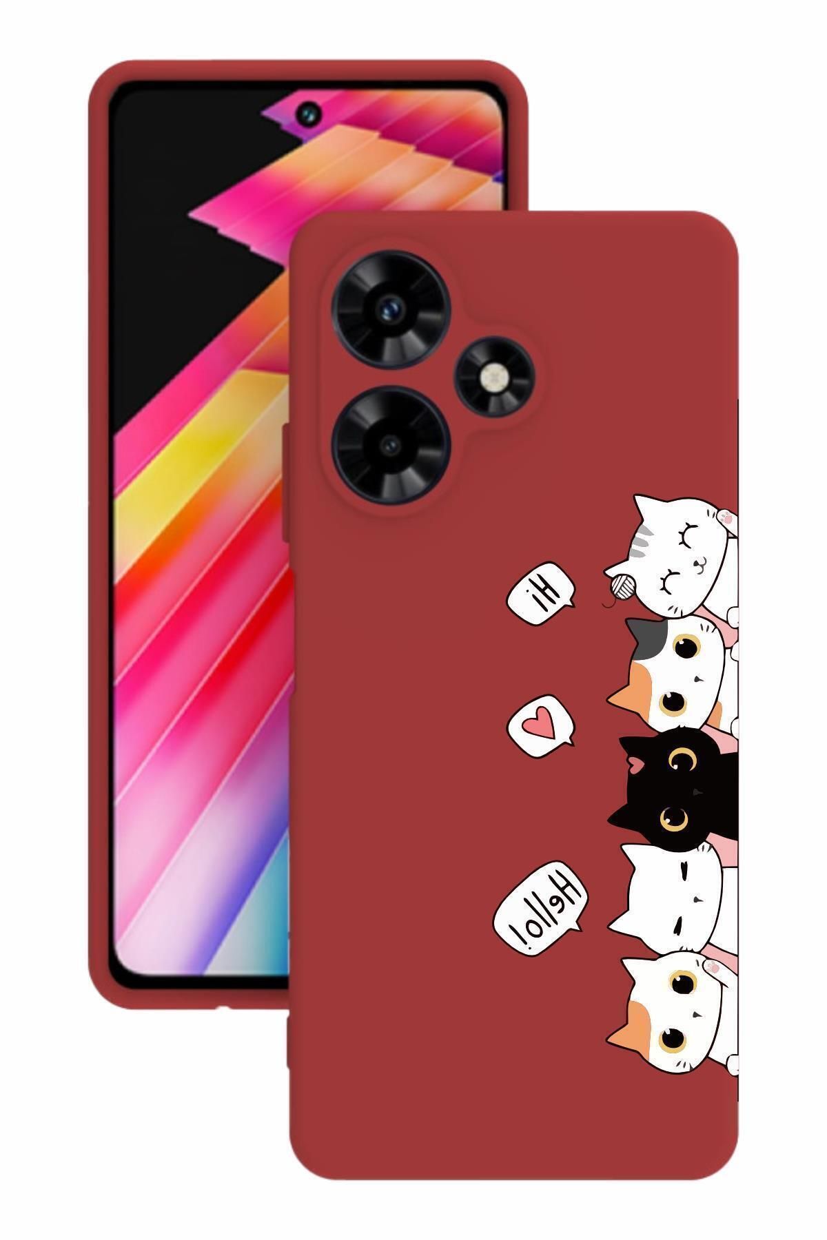 INFINIX Hot 30 Baskılı Ve Kamera Korumalı Kırmızı Renk Silikon Kılıf