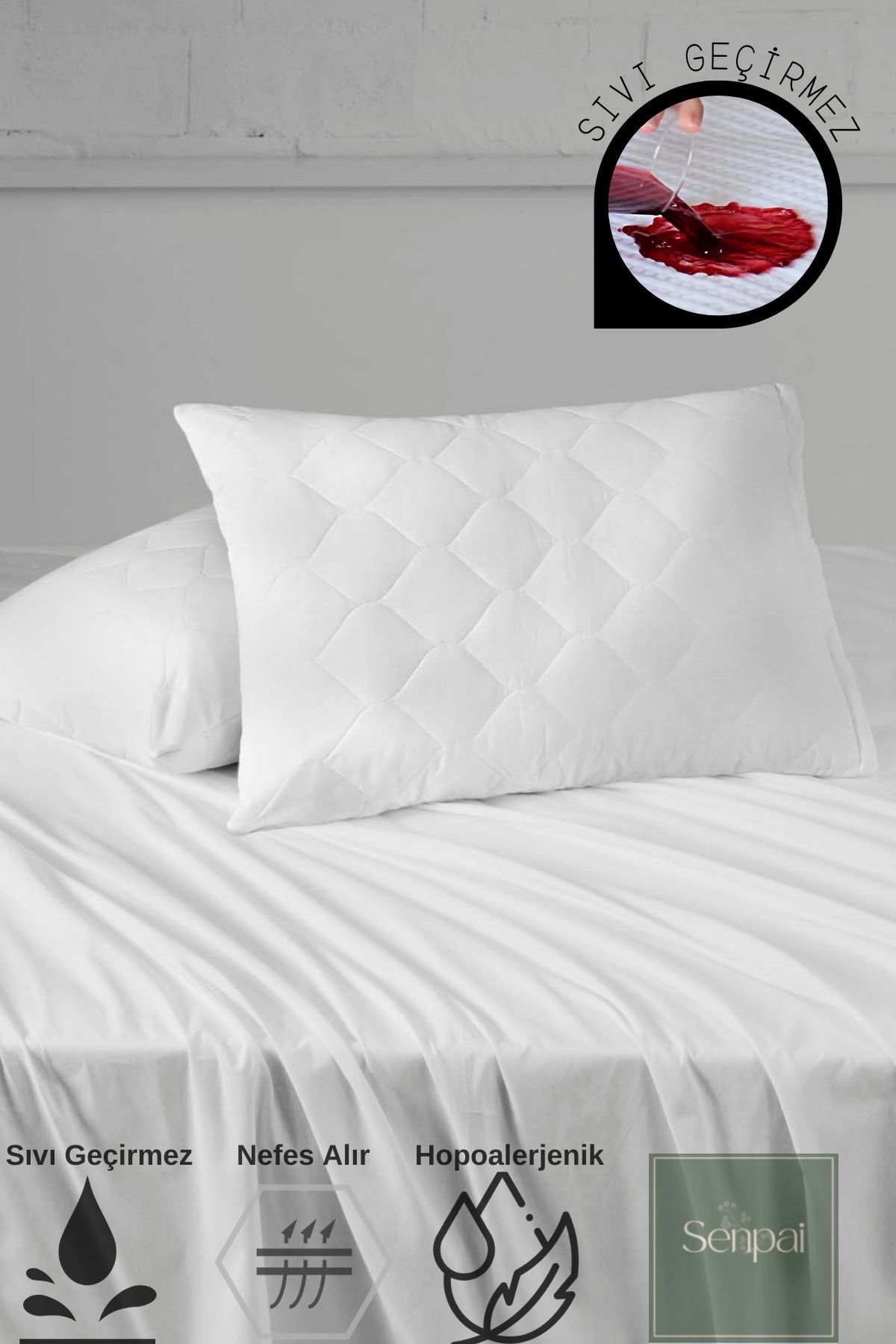Microfiber 100% Waterproof Pillow Fade with Quilted Cover , Quiet and Comfortable Use