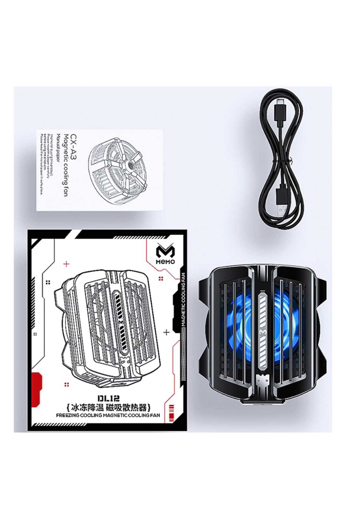 CX12 Powerbank Girişli Manyetik Cep Telefon Soğutma Fanı Radyatör Soğutucu SİYAH 8