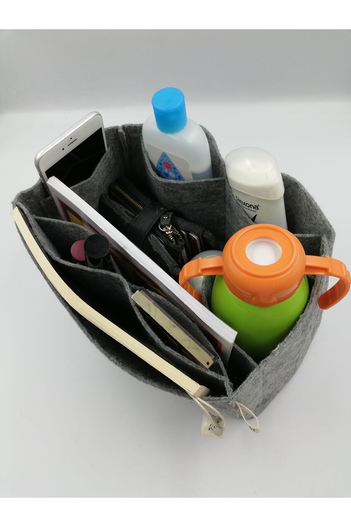 MARJİNAL W CLUB Tek suluklu canta ici duzenleyici koyu gri renk