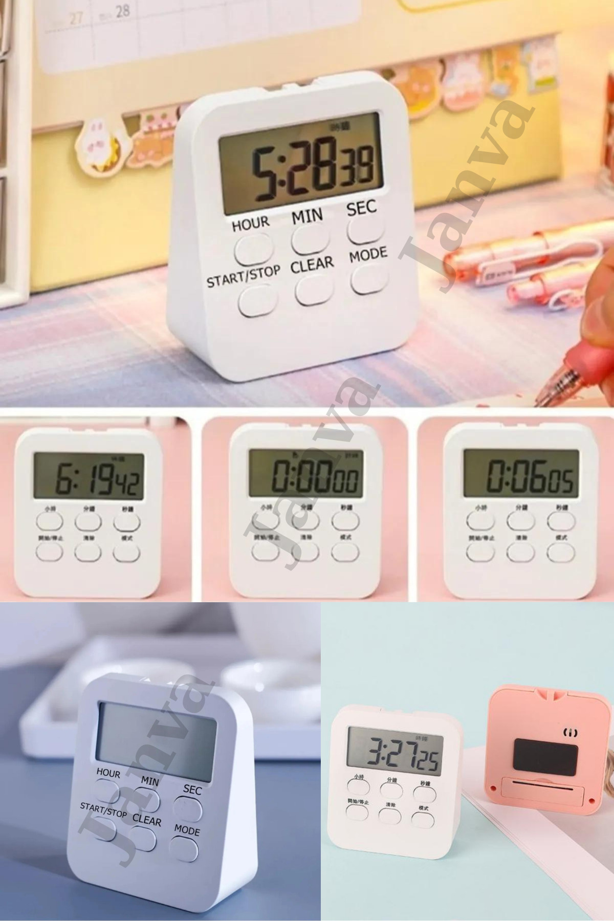 Janva Alarmlı Dijital Öğrenci Sınav Kronometresi 24 Geri Sayım Cihazı Saat - Alarm 2 Kademeli Kronometre