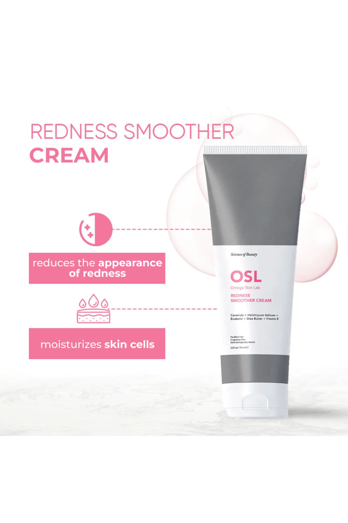 OSL Omega Skin Lab-OSL Redness Smoother Cream 75ML – Hautpflegelösung mit Vitamin E, Sheabutter, Bisabolol, Helich 4
