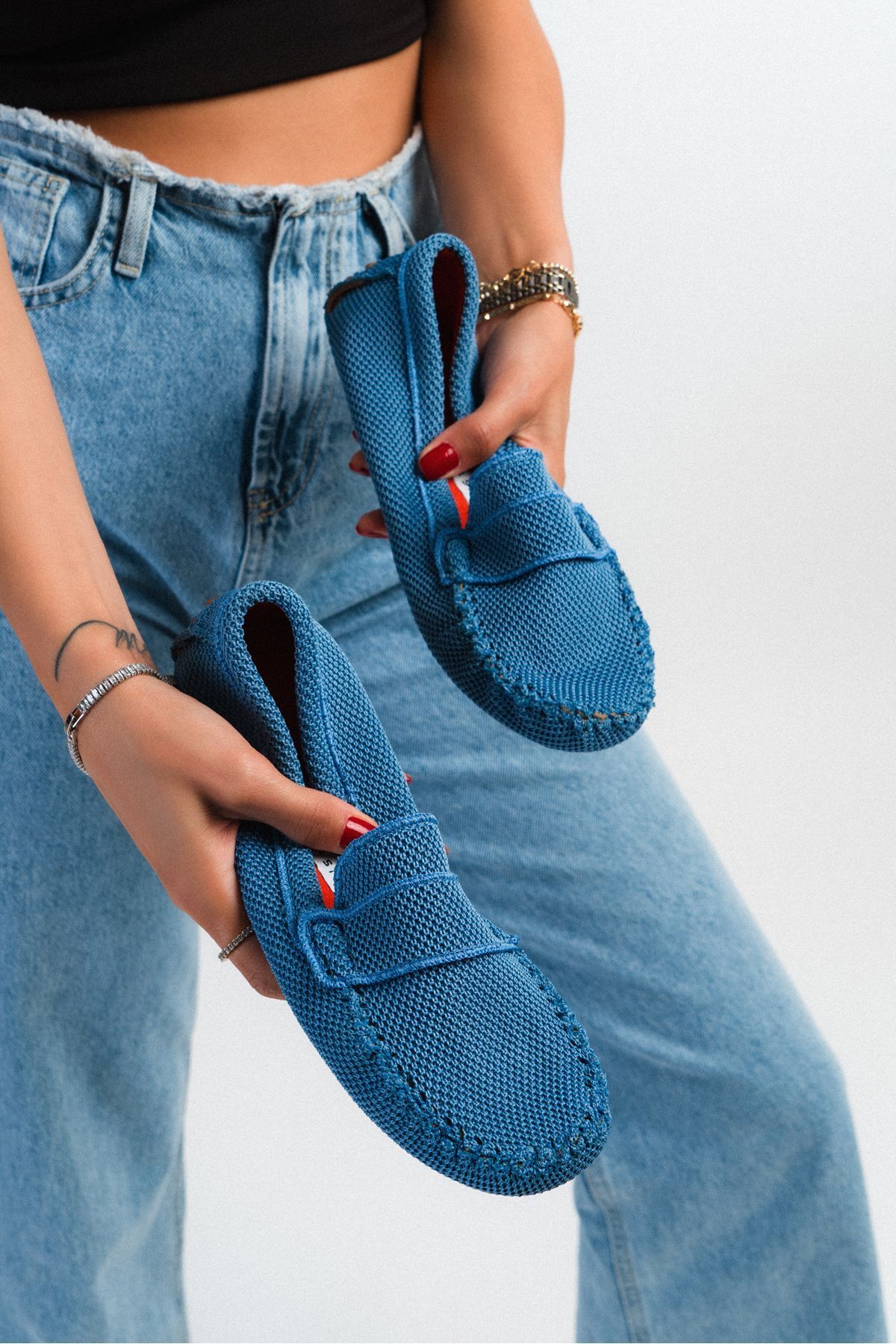 NİŞANTAŞI SHOES-Astoria Blue Knitwear – Leder-Innenseite, Damen-Ballerinas mit flacher Sohle 6