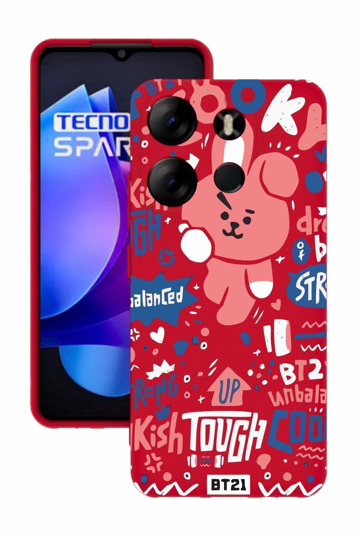 TECNO Spark Go 2023 Baskılı Ve Kamera Korumalı Kırmızı Renk A Kalite Silikon Kılıf