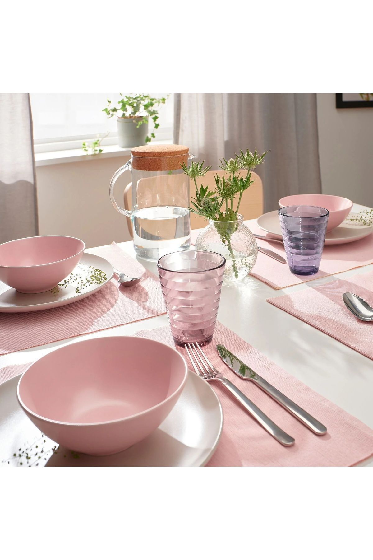 IKEA-4 Pieces Mixed Color Glass Cup Set Purple Lilac 340 ml 4