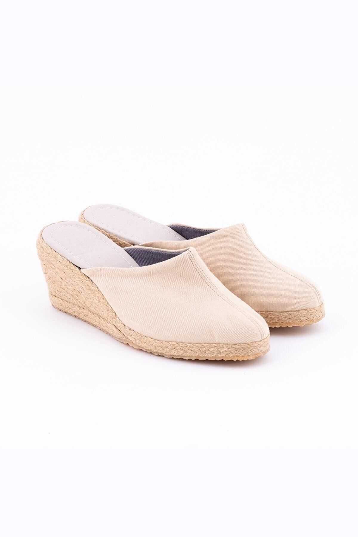 Real Handmade Closed Toe Mesh Beige Craft Women Linen Casual Slippers Handmade