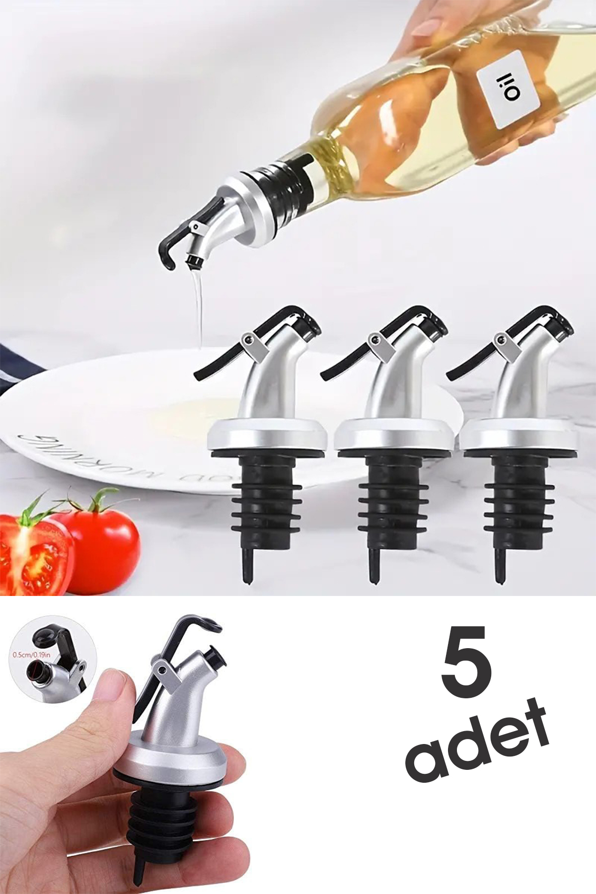 Sekiz8 5 Pieces of Leak-Proof Lid Oil Pot Stopper - Bottle End Serving Apparatus, Dropper