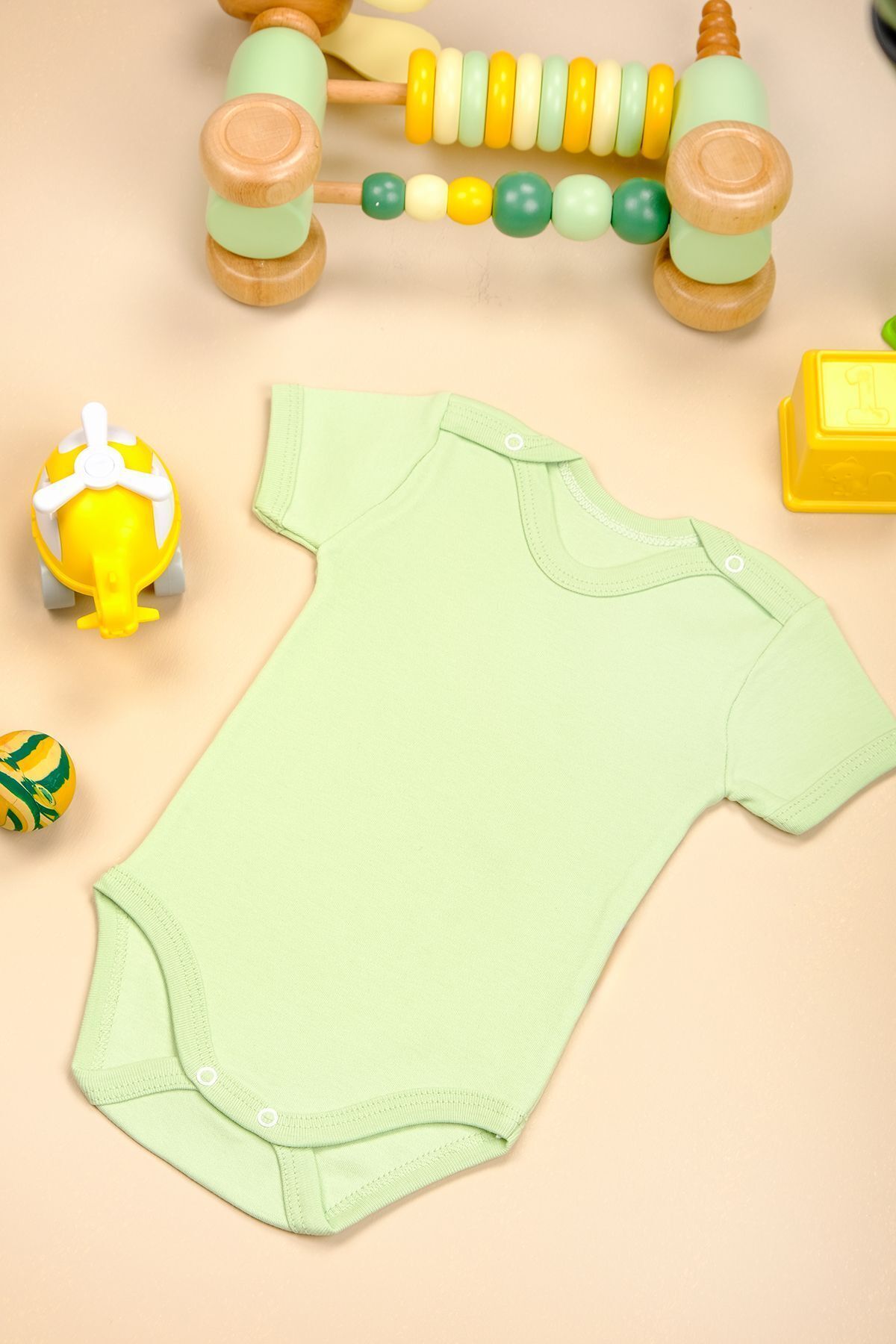 بادی نوزادی پسرانه – دخترانه سبز bebetospik | ZBN-KISAKOL-RENKLI اورجینال - تصویر 3