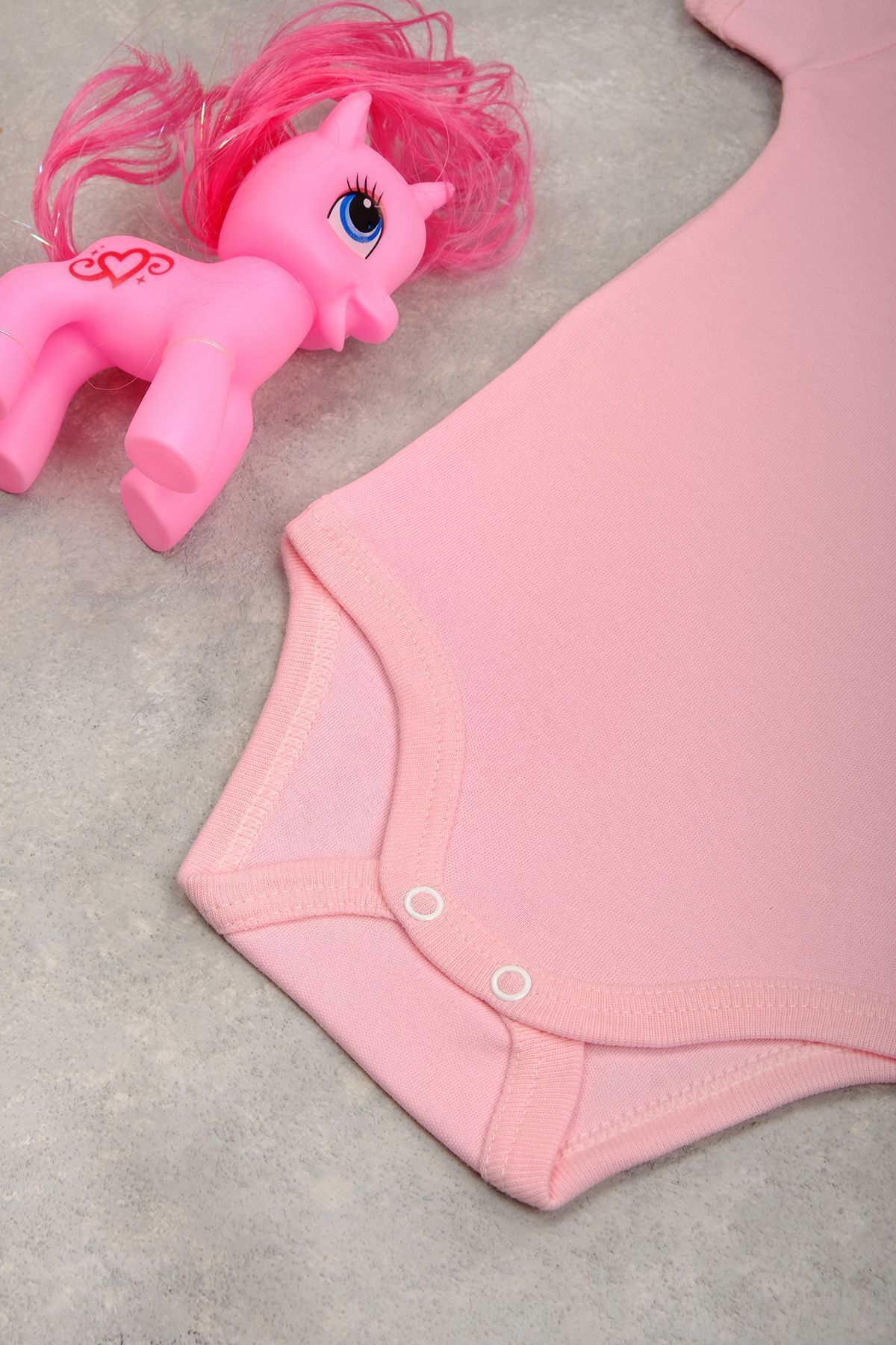 بادی نوزادی پسرانه – دخترانه صورتی bebetospik | ZBN-KISAKOL-RENKLI اورجینال - تصویر 4