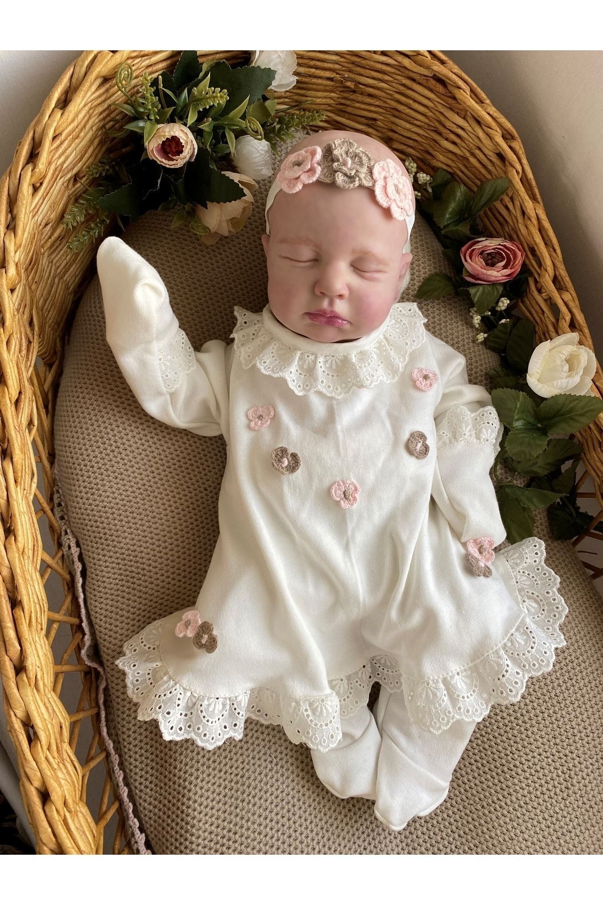 Mama Miel Baby Fisto Ve Çiçek Detaylı Patikli Alt Üst Bandana fotoğrafı 3 (önizleme)