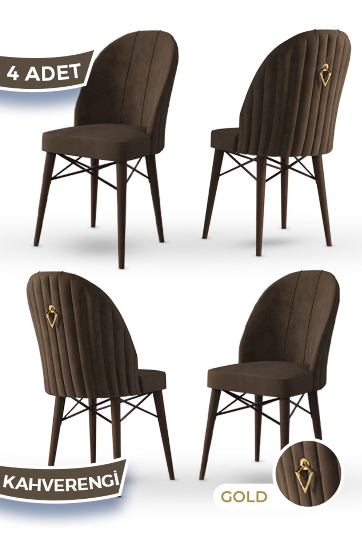 Rhythm Series, 1st Class Babyface Imported Fabric, 4 Coffee Chairs, Walnut Hornbeam Feet, Gold Ring
