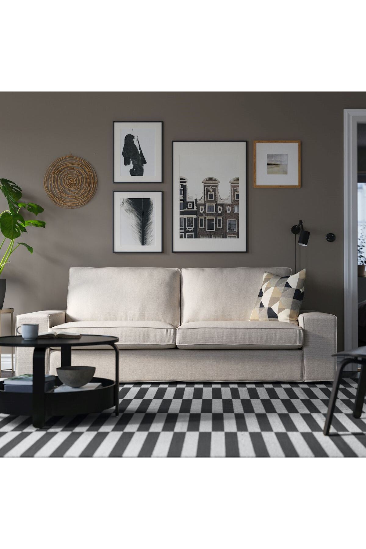 IKEA 2'li kanepe ve uzanma koltuğu, kilanda açık bej Derinlik: 88
