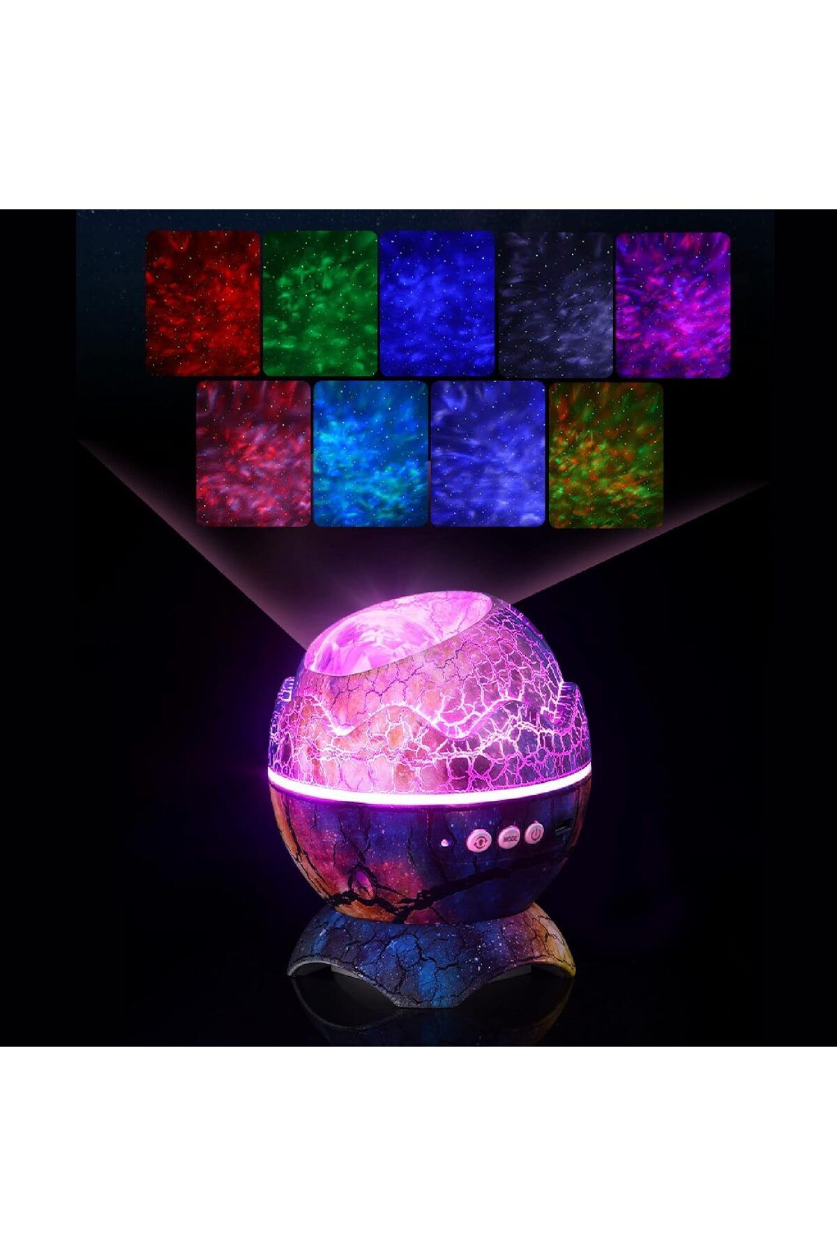Dinozor Yumurtası Gece Masa Lambası Bluetooth Hoparlör Led Lamba Galaxy Projektör Led Işık K890 Mor 3