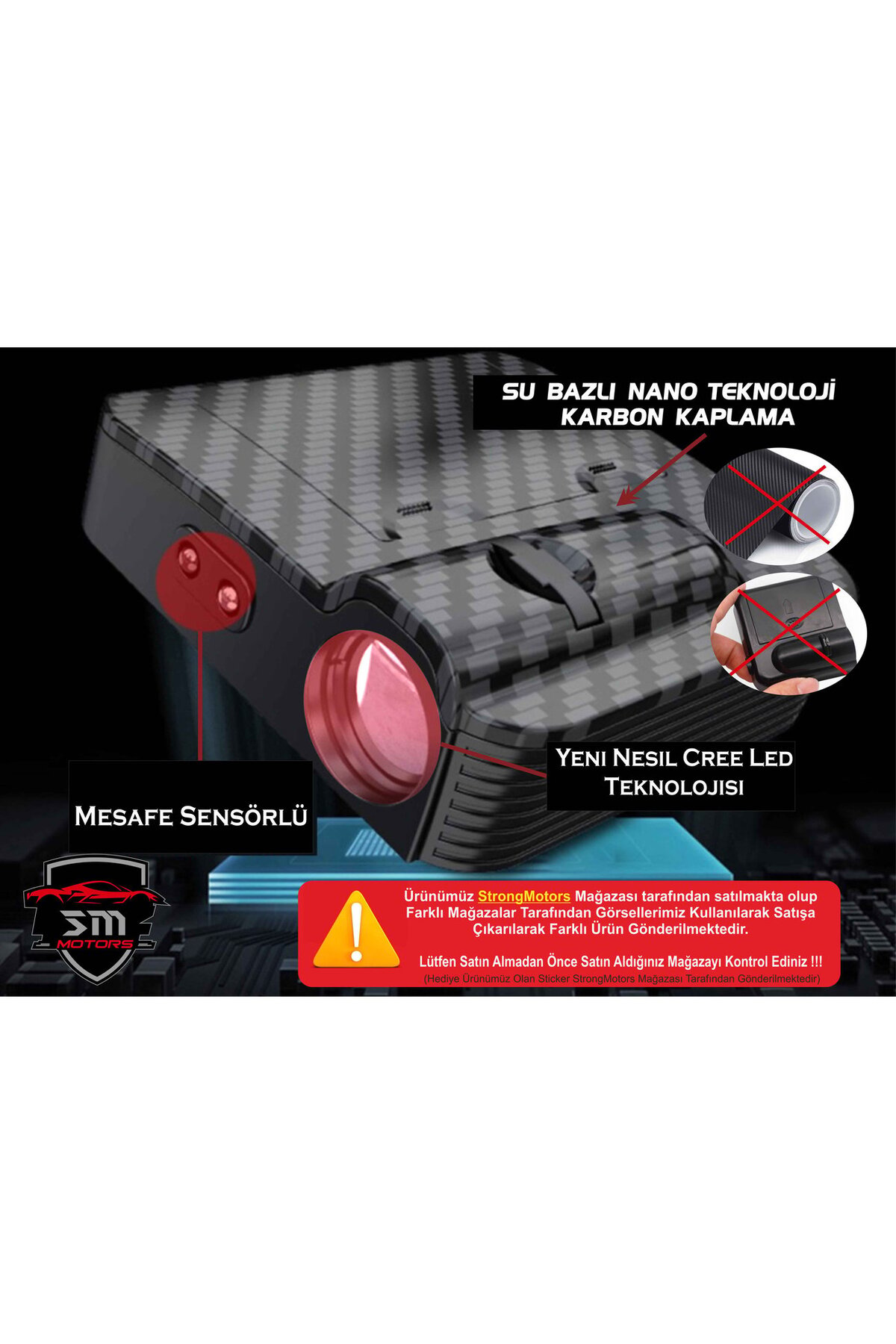 Sm Motors Ford Araçlar İçin Pilli Yapıştırmalı Kapı Altı Led Logo-Projektör