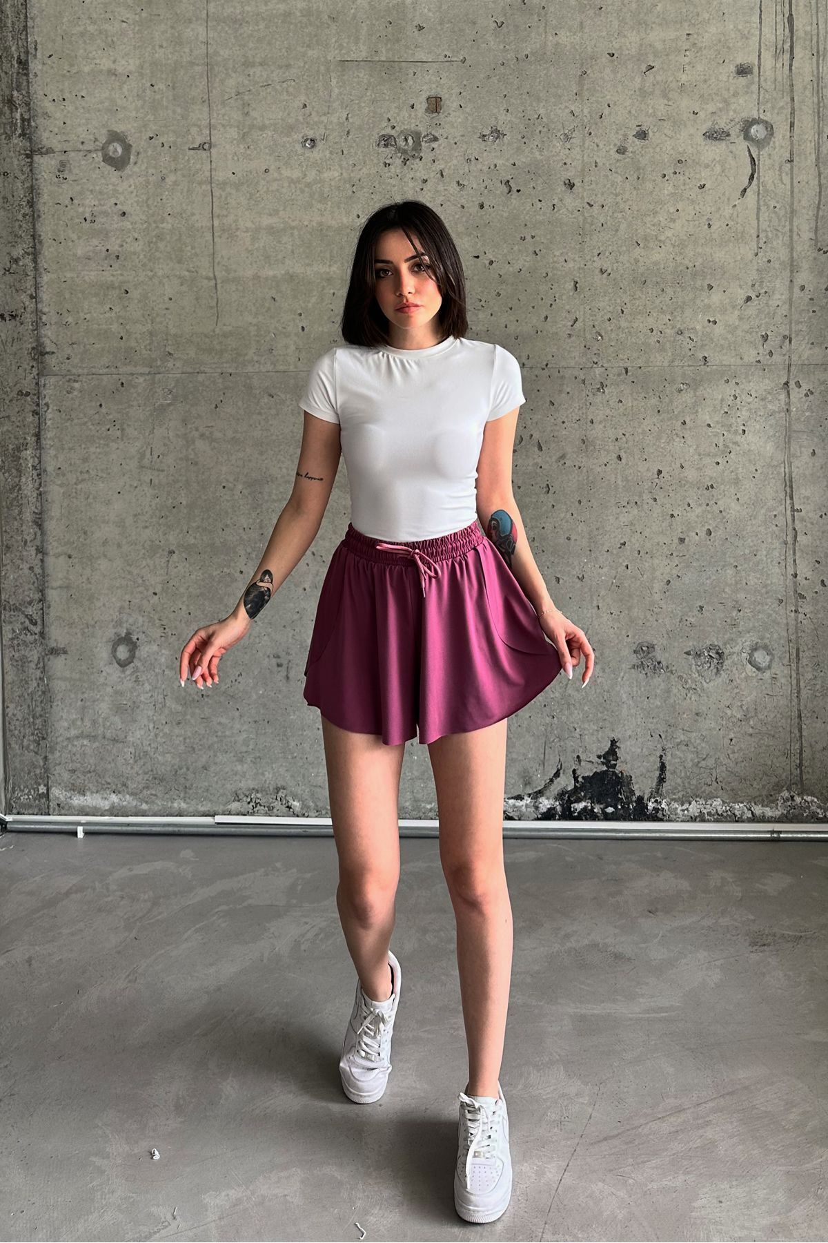 la & vetta-Pantaloni scurți sport Dusty Rose Loose Fit 5