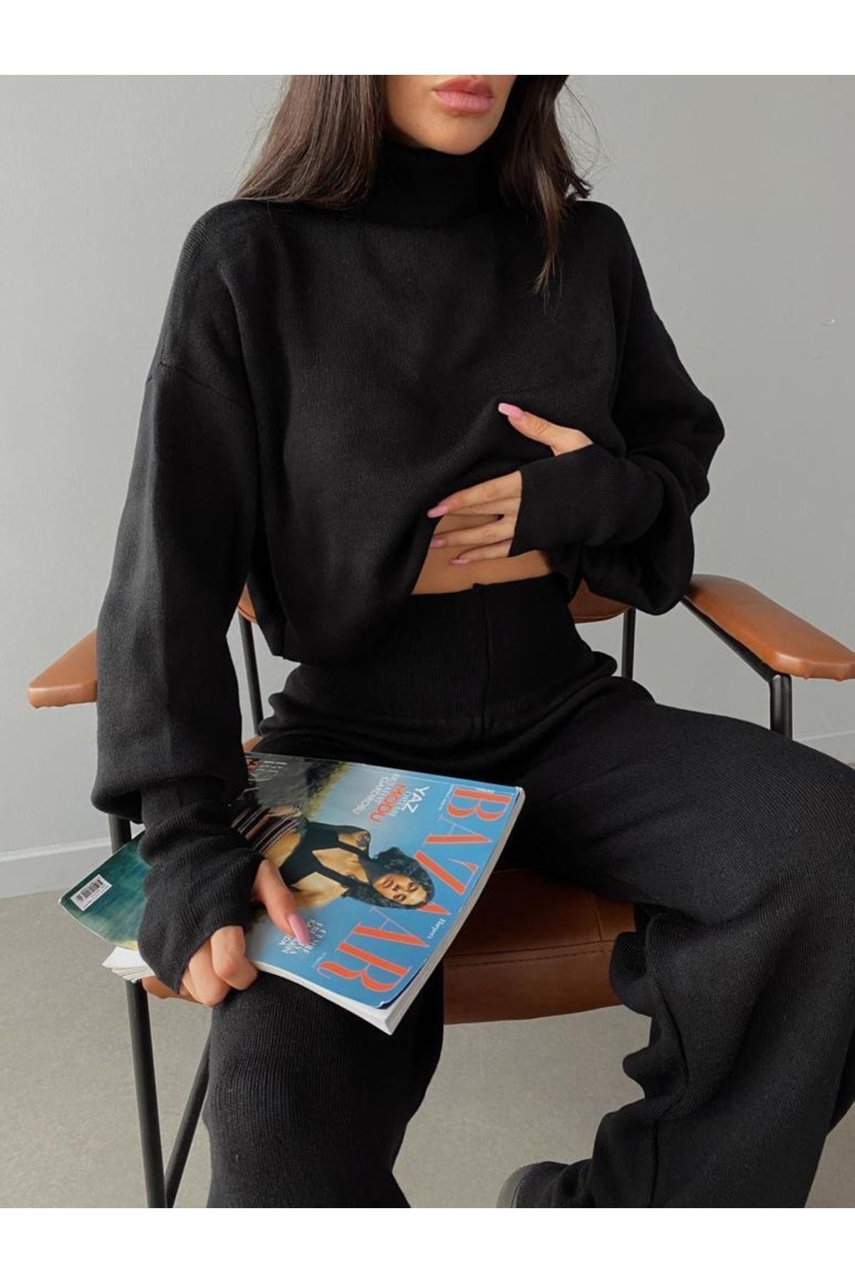 munora butik Γυναικείο Σετ Sartre με λαιμόκοψη στο κάτω μέρος με δάχτυλα