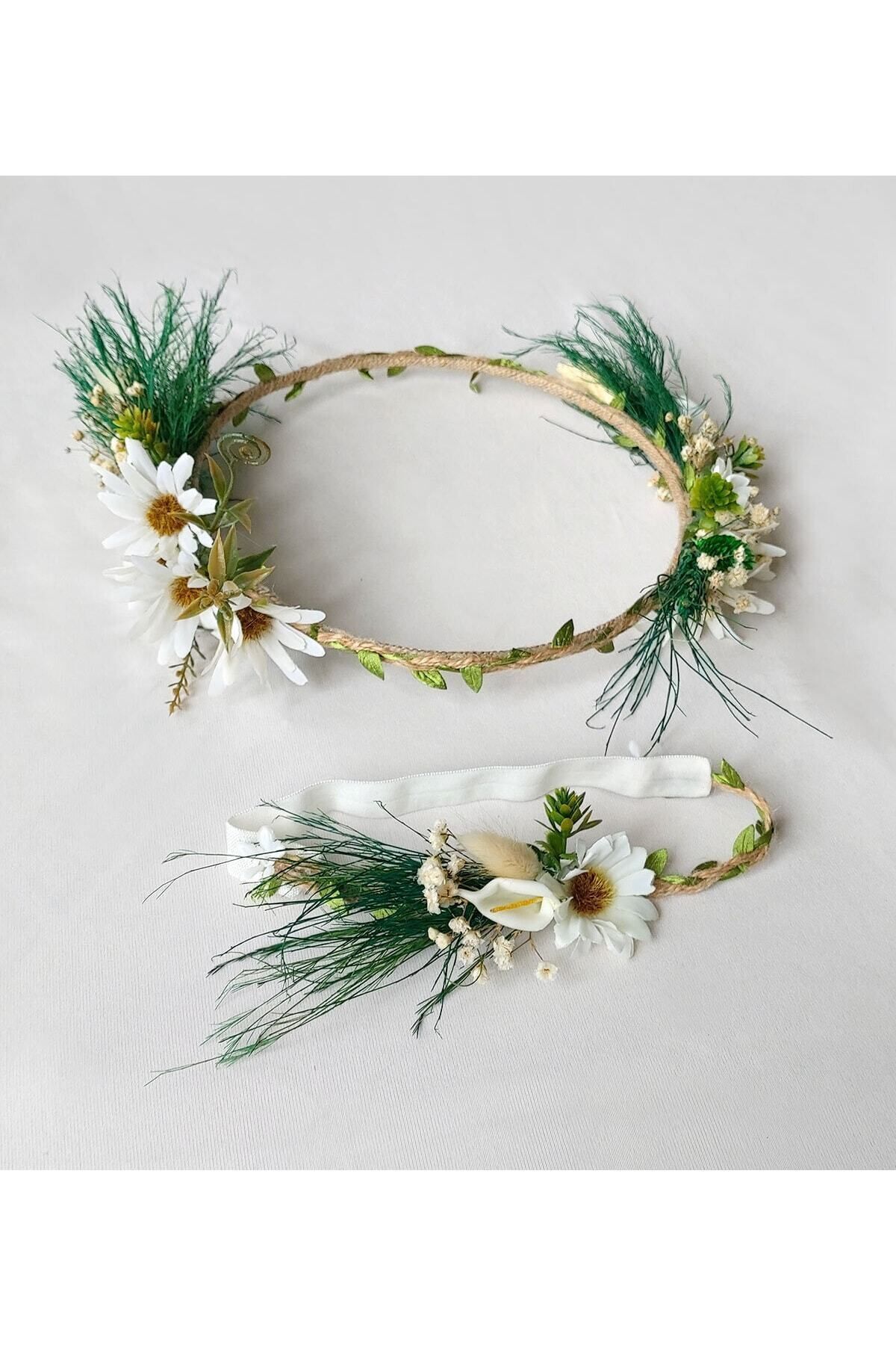 htk butik Çiçekli Taç, Anne Bebek Lohusa Tacı, Bebek Saç Bandı, Lohusa Seti, Yenidoğan Taç, Hastane Tacı fotoğrafı 3 (önizleme)