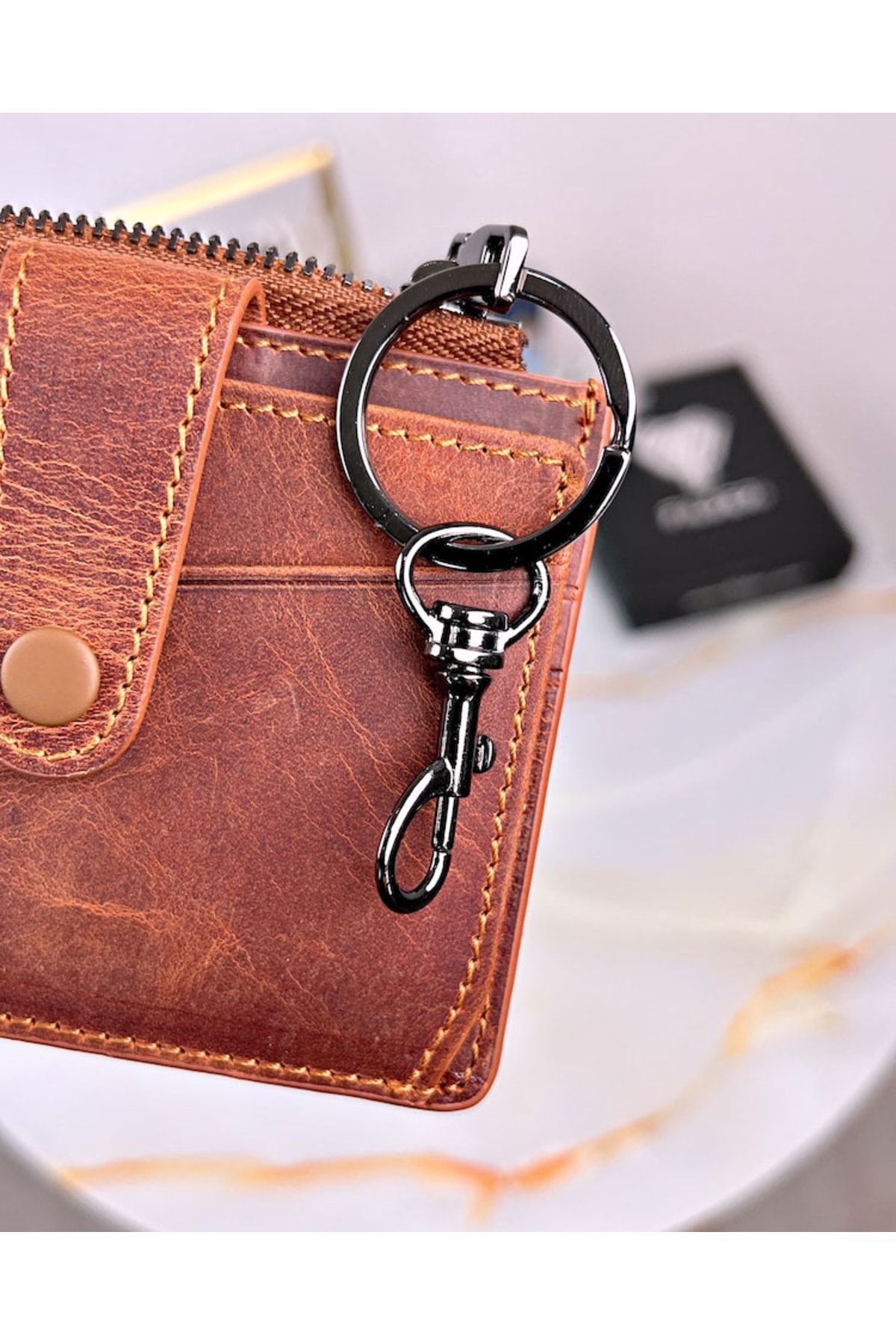 Fil Deri-Genuine Leather Card Holder and Key Hook 2052 2