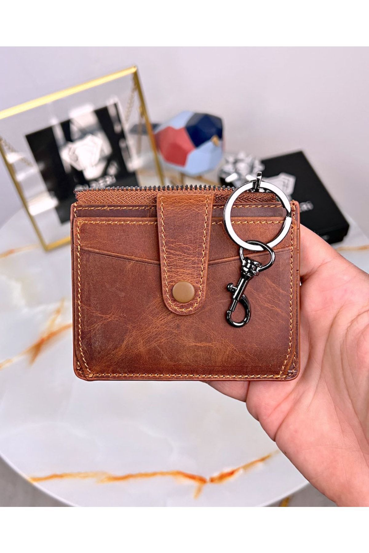Fil Deri-Genuine Leather Card Holder and Key Hook 2052 1
