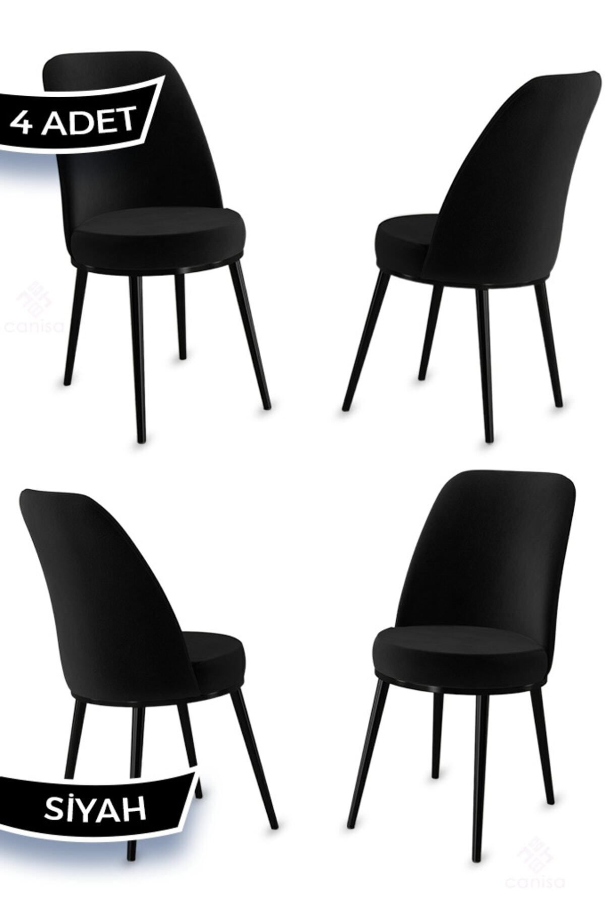 Jaxe Series 4 Pieces Black Metal Kitchen Chairs with Black Skeleton