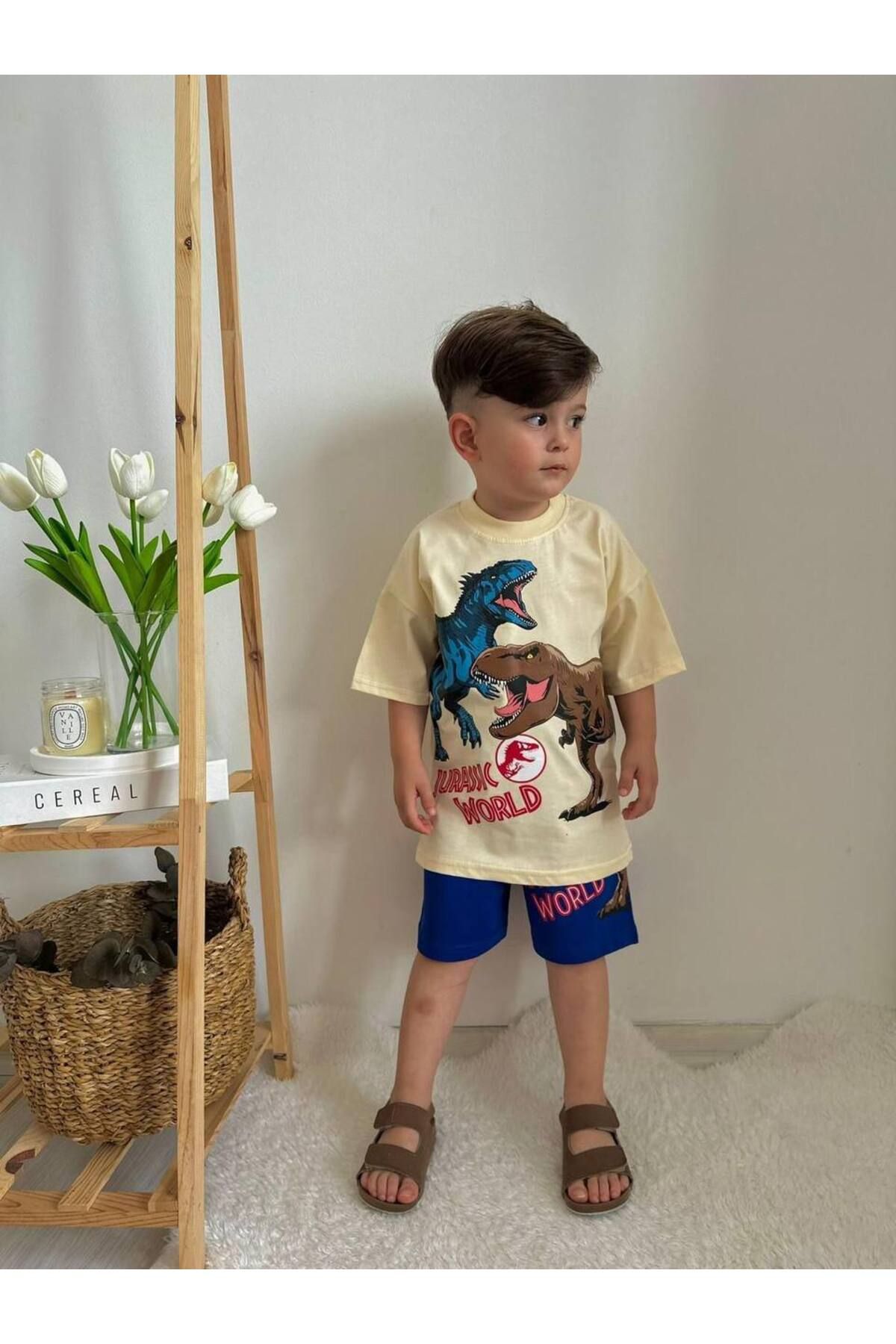 CANDA-Dinosaur Patterned Top and Bottom Set 3