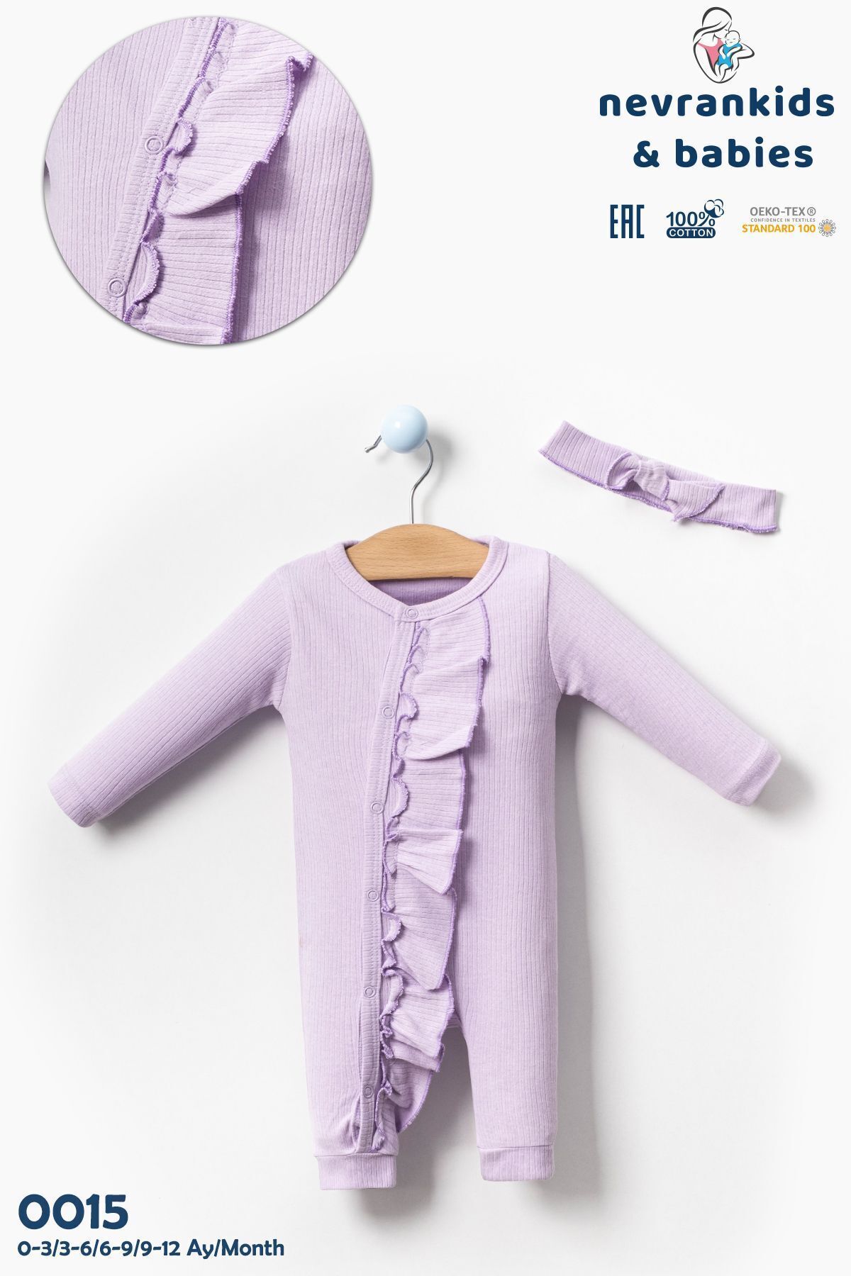 nevrankids Kız Bebek Fırfırlı Uzun Kollu Fitilli 6'lı Takım Tulum Set fotoğrafı 2 (önizleme)