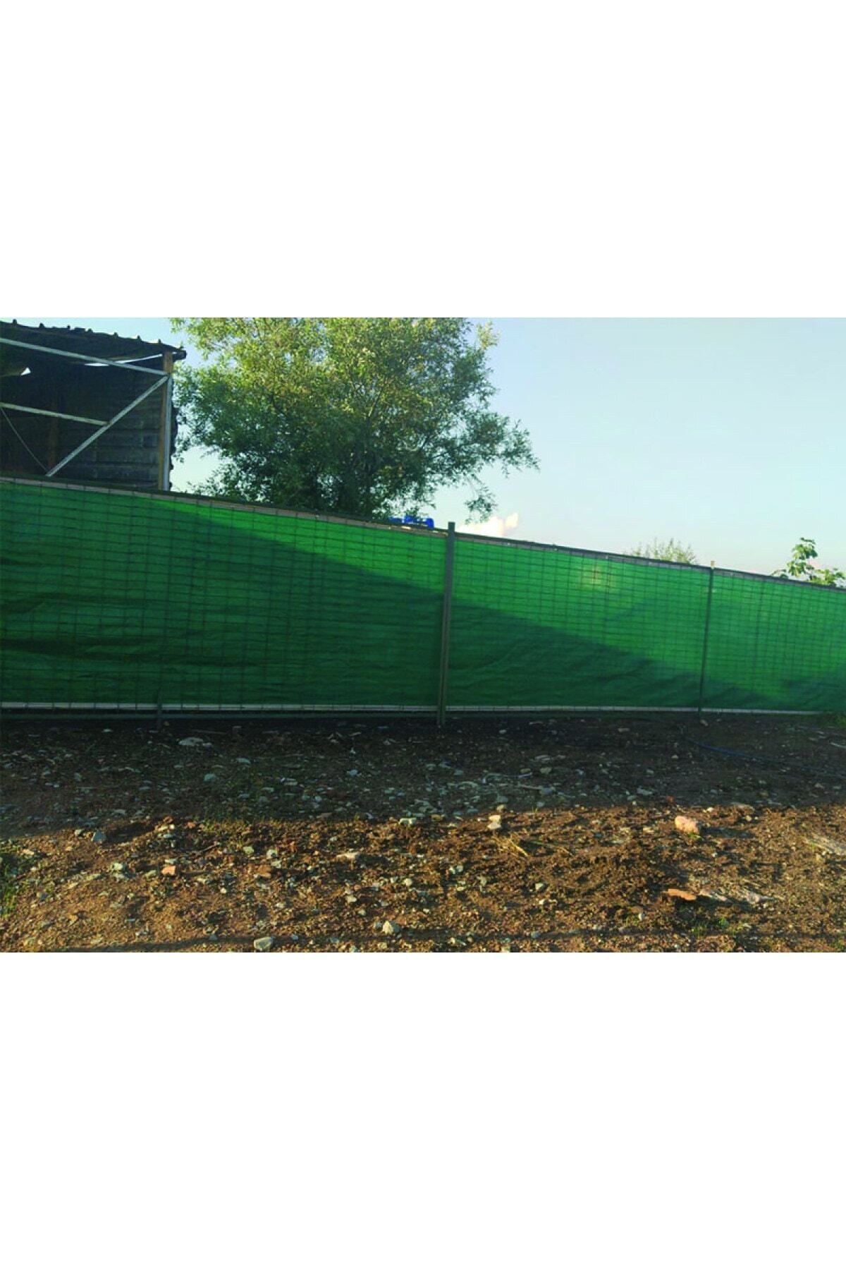 %95'lik 1m X 10m Gölgelik-bahçe Çit Filesi-premium Şeritli Halkalı - Koyu Yeşil 6
