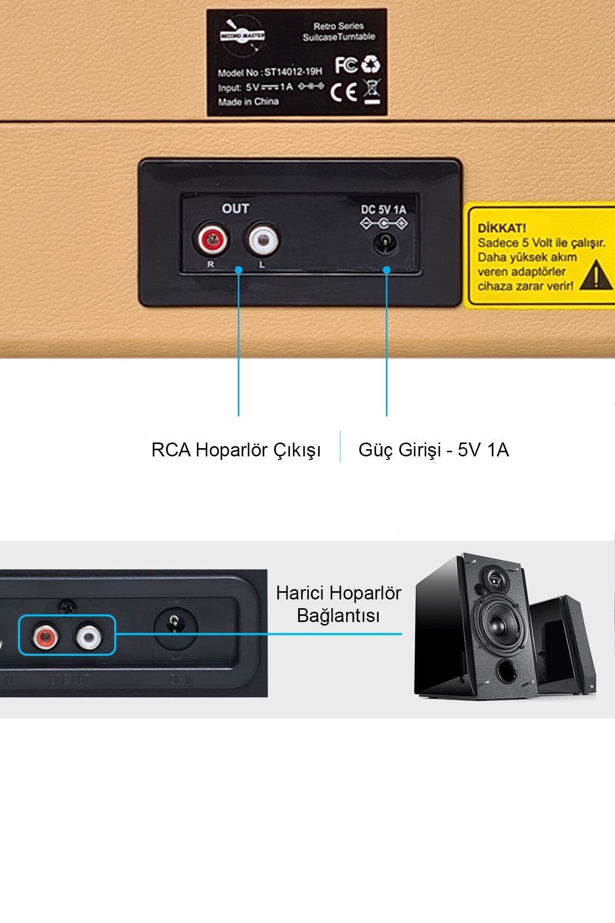 St14012 Retro Pikap Plak Çalar - Gün Batımı Sarı - Bluetooth, Şarj - 3 Devir - Universal Iğneli - 6