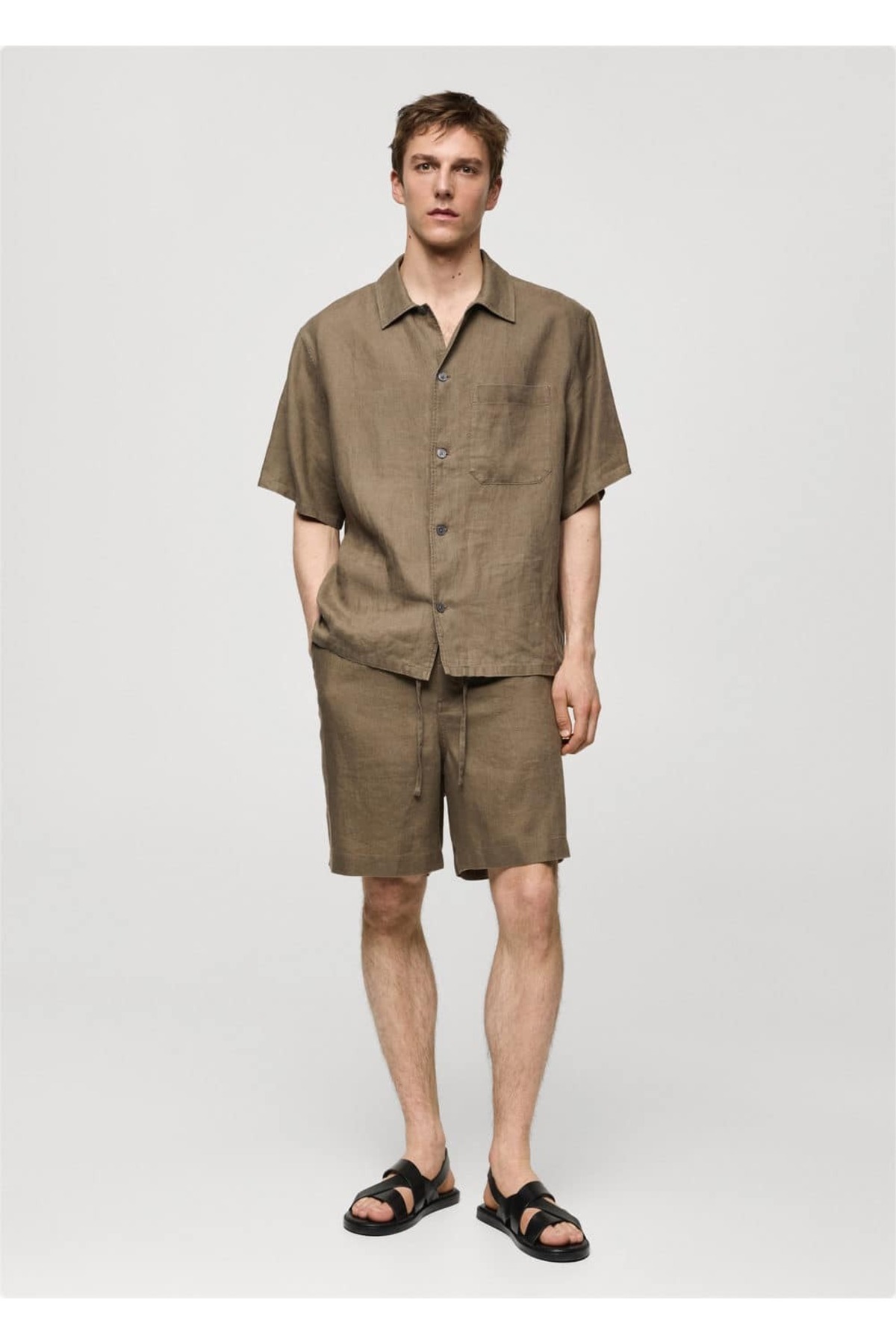 شلوار مردانه خاکی منگوMANGO Man | 67079218 اورجینال - تصویر 2