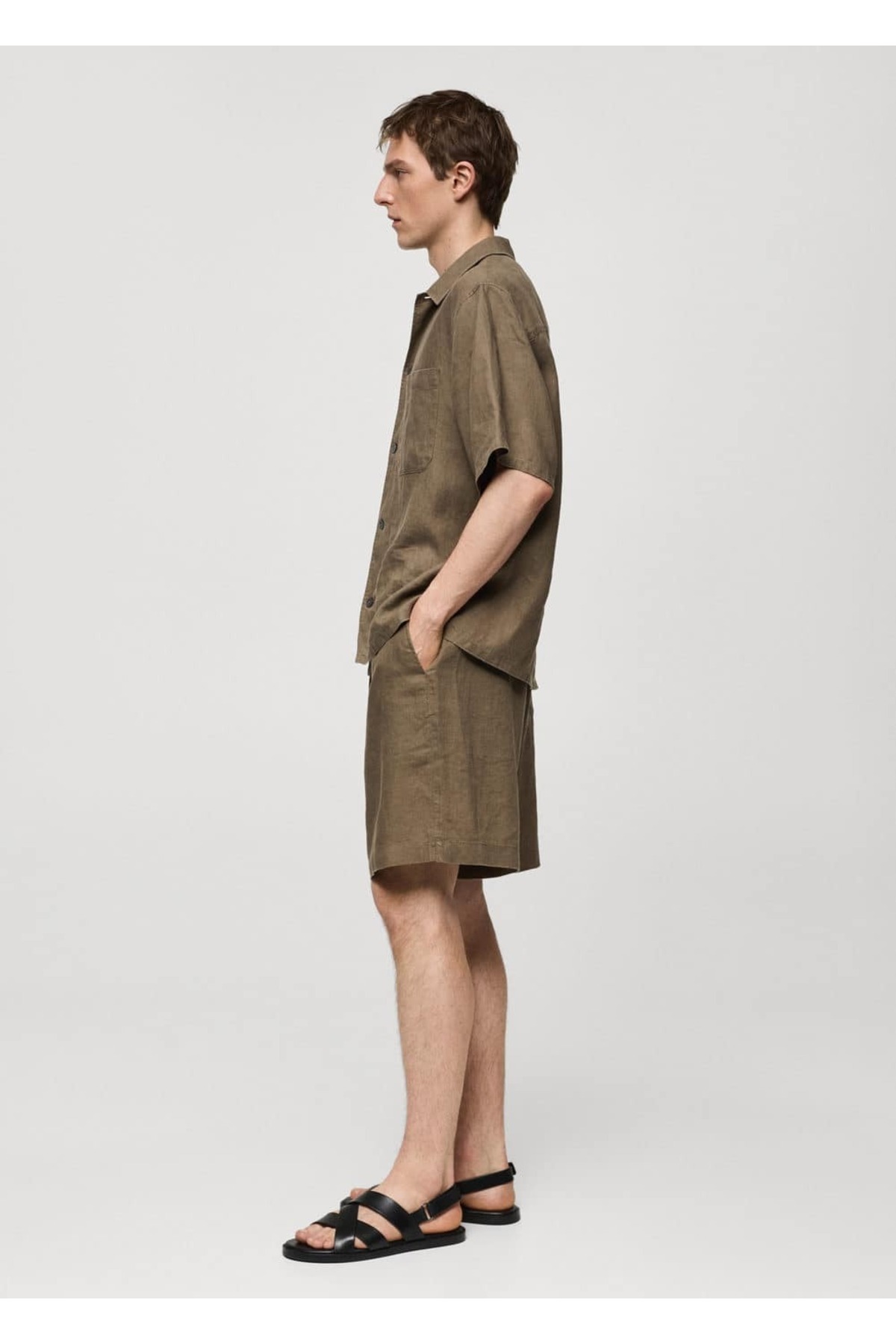 شلوار مردانه خاکی منگوMANGO Man | 67079218 اورجینال - تصویر 6