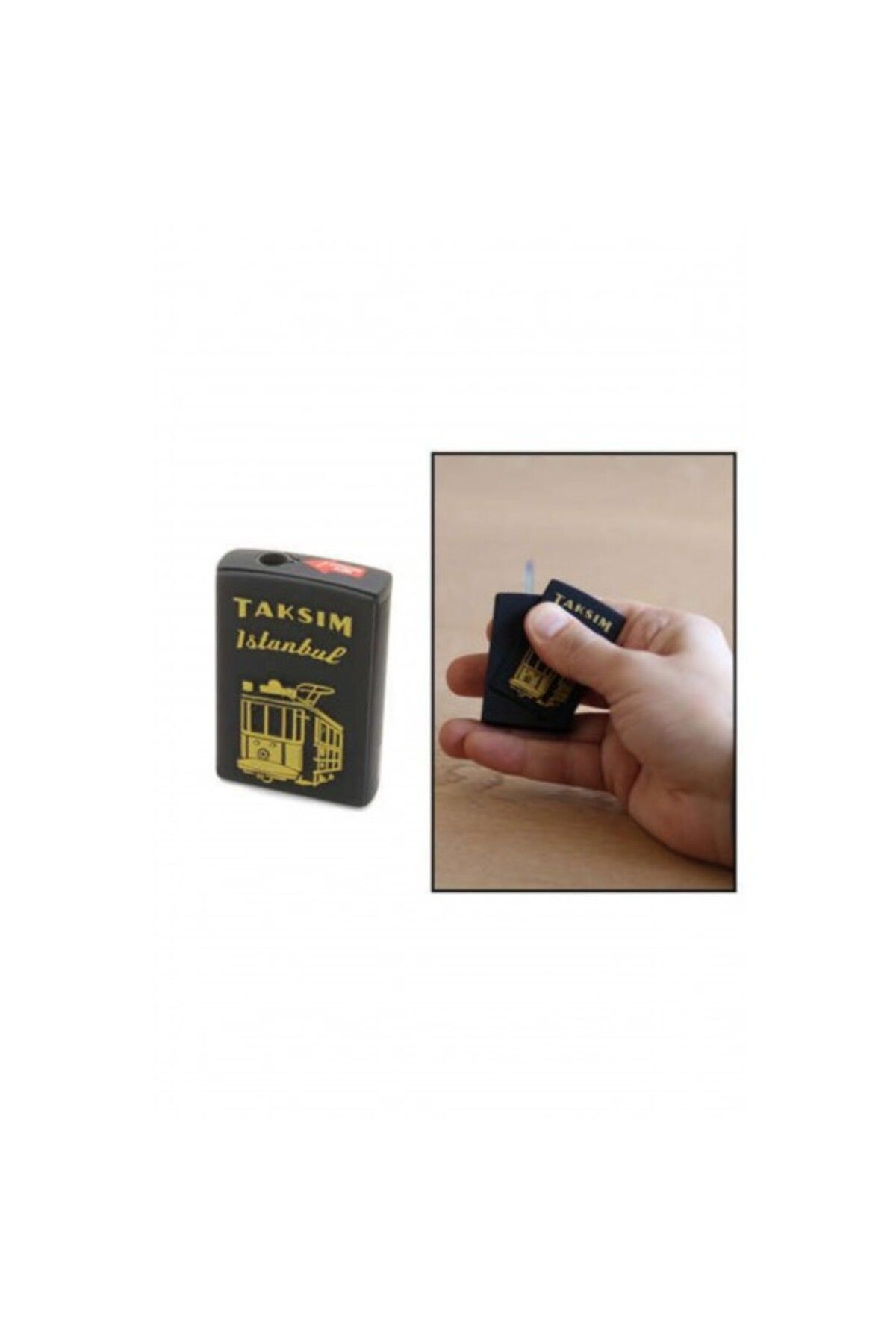 Kişiye Özel TAKSİM TEMALI YANDAN MEKANİZMALI MAT SİYAH RENK MANYOTORLU METAL ÇAKMAK