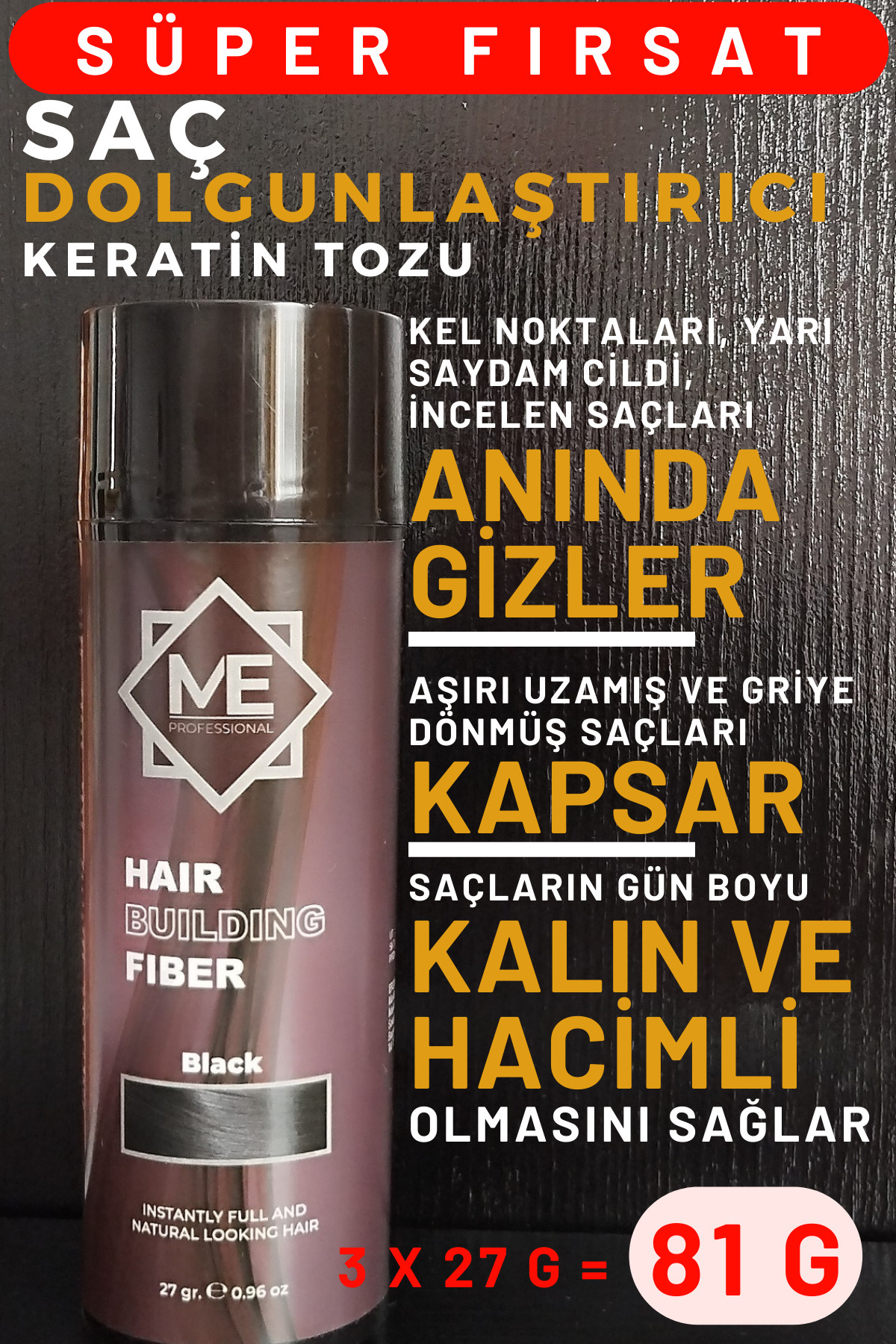 81GR SİYAH Saç Dolgunlaştırıcı Keratin Fibers, Topik Saç Tozu, Saç Kapatıcı, Saç Fiber, Berber — مشکی A_04 — تصویر 2 از 8