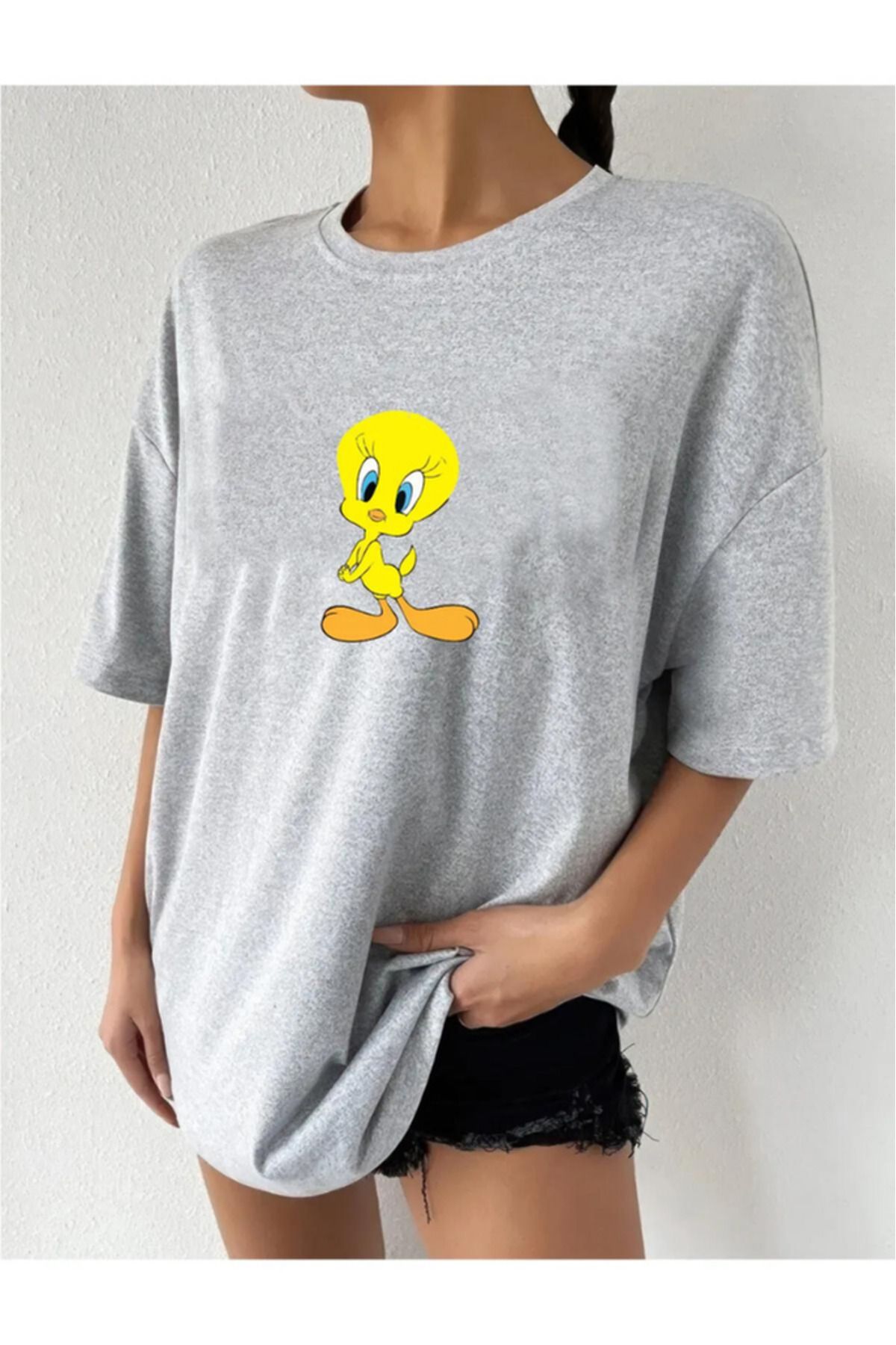 Evomind Tricou Oversize Unisex Cu Imprimeu Tweety Unisex - L