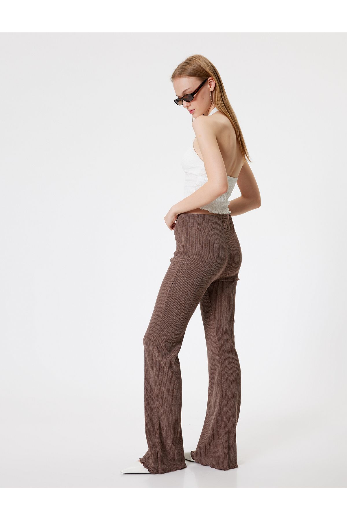 Flare Leg Leggings شلوار چروک دار کمر بلند باریک