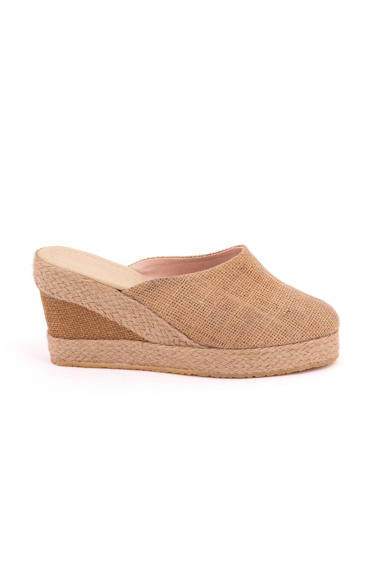 Real Handmade Platform Covered Toe Handmade Wicker Linen Sabo Slippers Handmade