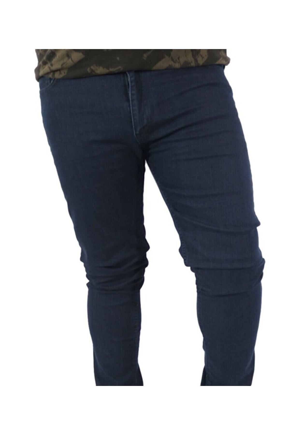 Big Jeans Lacivert Klasik Fit Büyük Beden Yüksek Bel Boru Paça Erkek Kot Pantolon
