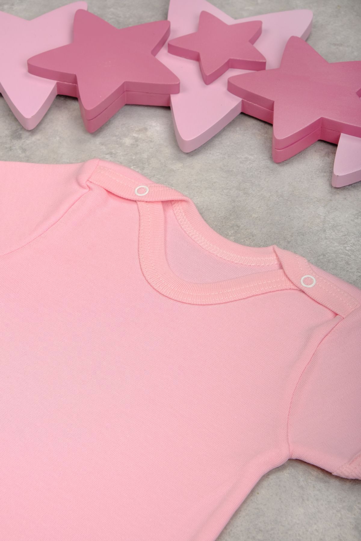 بادی نوزادی پسرانه – دخترانه صورتی bebetospik | ZBN-KISAKOL-RENKLI اورجینال - تصویر 3