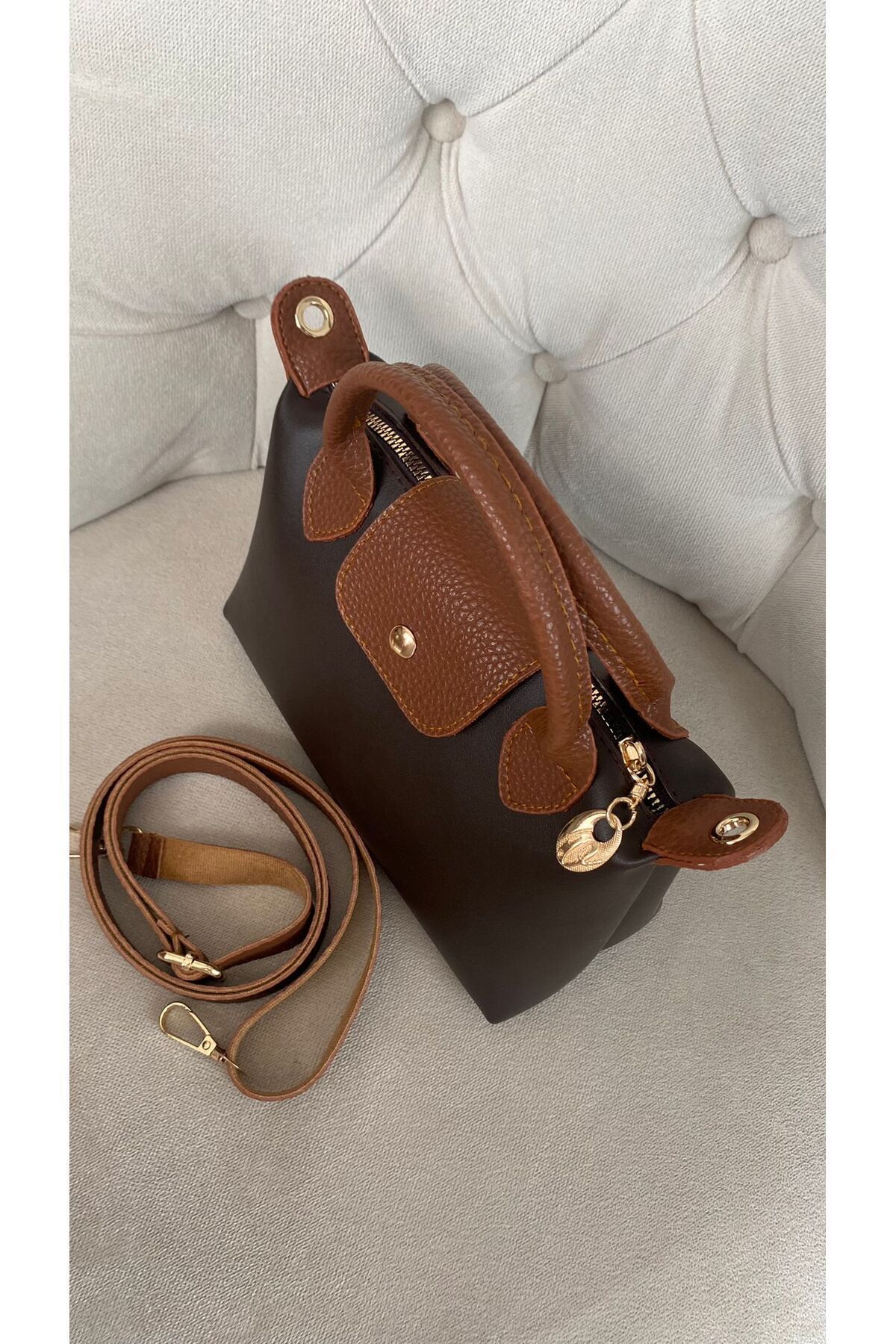 Mercan-Stores Women's Mini Bitter Brown Zipper and Snap Closure Hand and Shoulder Bag 3