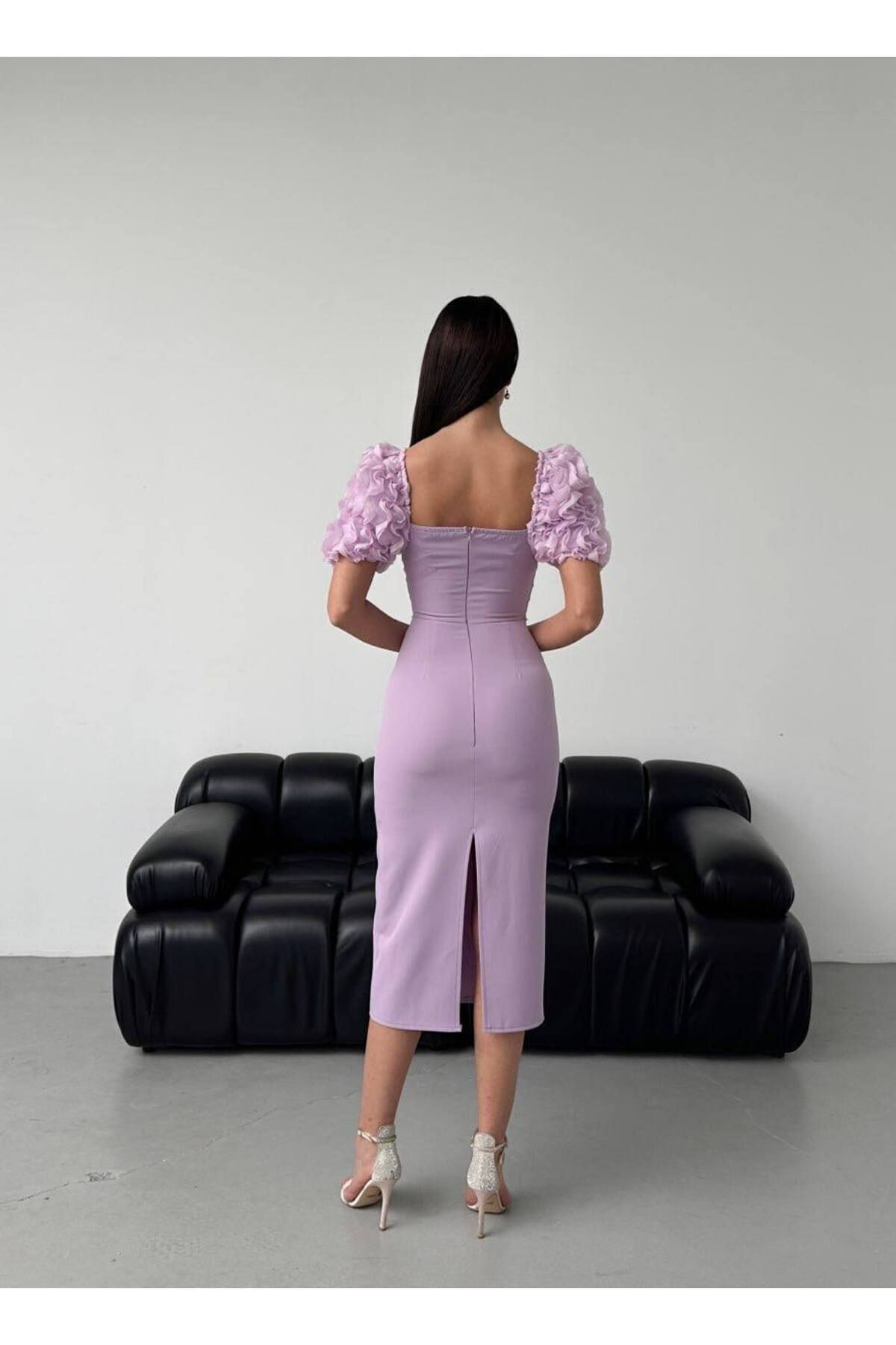 Erdem LONG SLEEVE MIDI DRESS - Vestito casual - wisteria/fuxia
