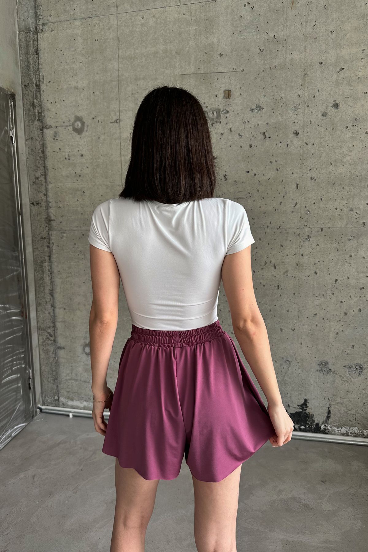 la & vetta-Pantaloni scurți sport Dusty Rose Loose Fit 4