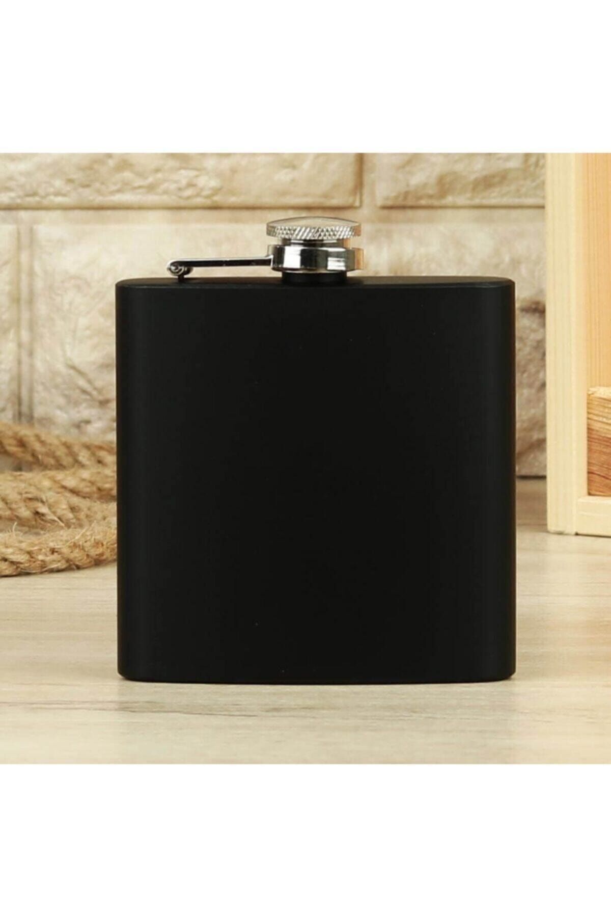 Ekin Hediyecilik Paslanmaz Çelik Matara Siyah 6 Oz ( 177 Ml ) Içki Viski Konyak Alkol Şişesi