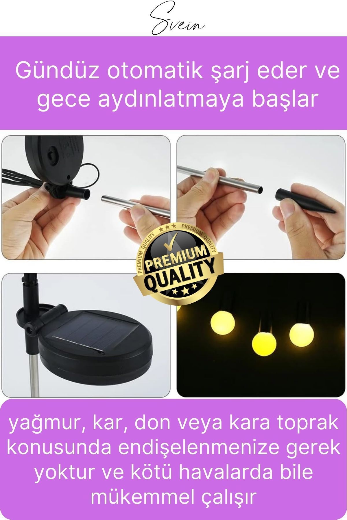 Premium Güneş Enerjili Solar Dış Mekan Su Geçirmez Bahçe Peyzaj Aydınlatma Süs Led Işık Saçaklı 3