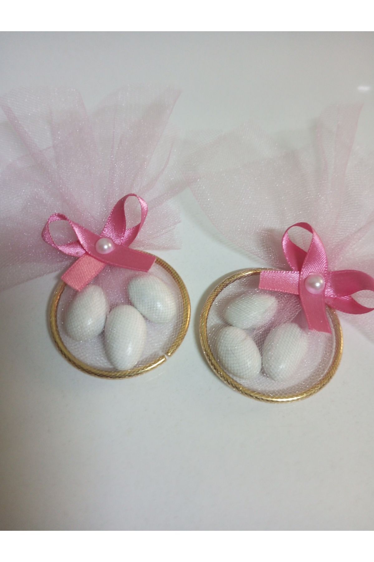 Gold Halkalı Badem Şekerli Babyshower Yenidoğan Bebek Mevlüd-i Dogumgünü Magnet Hediyelik