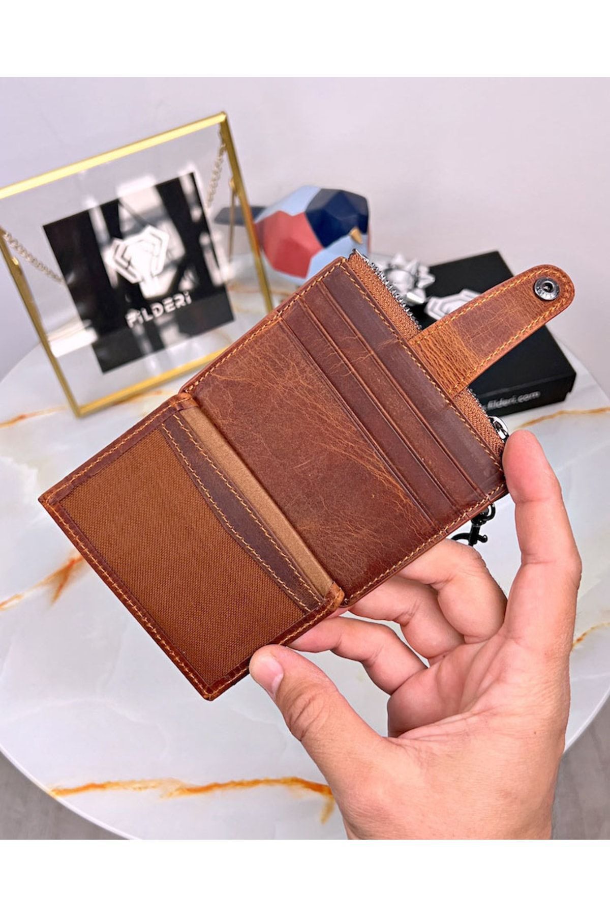 Fil Deri-Genuine Leather Card Holder and Key Hook 2052 4